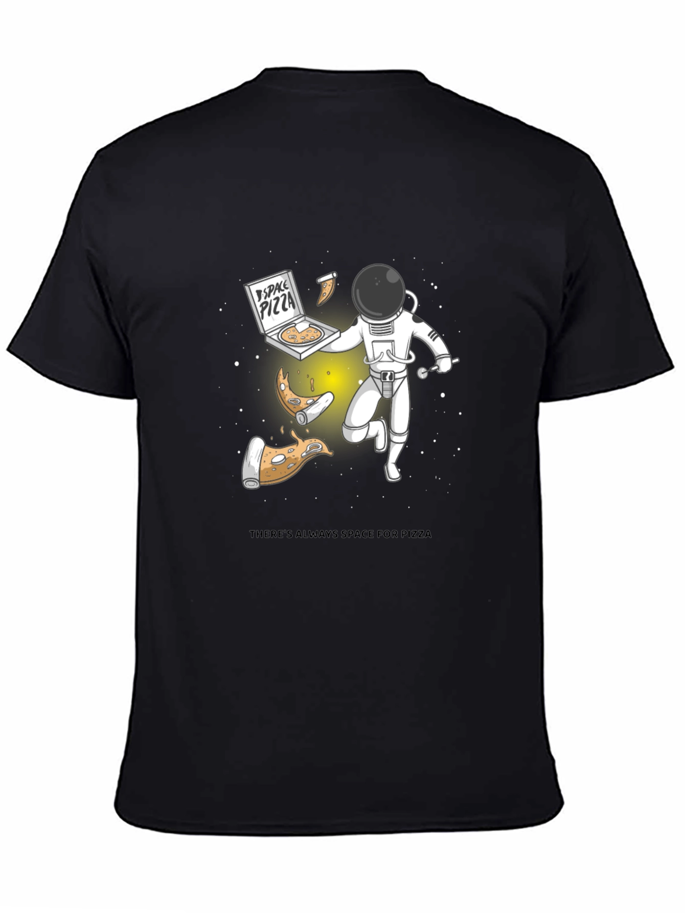 Space Pizza Black Graphic T-Shirt