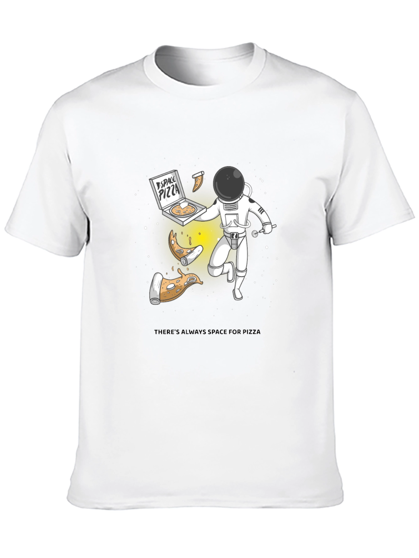 Space Pizza Black Graphic T-Shirt