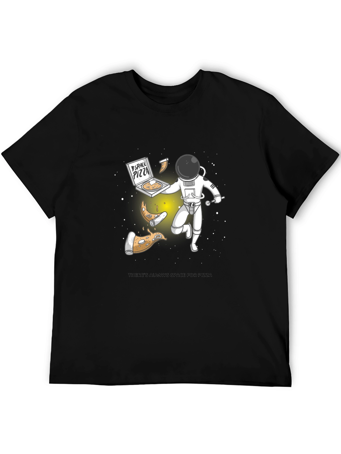 Space Pizza Black Graphic T-Shirt