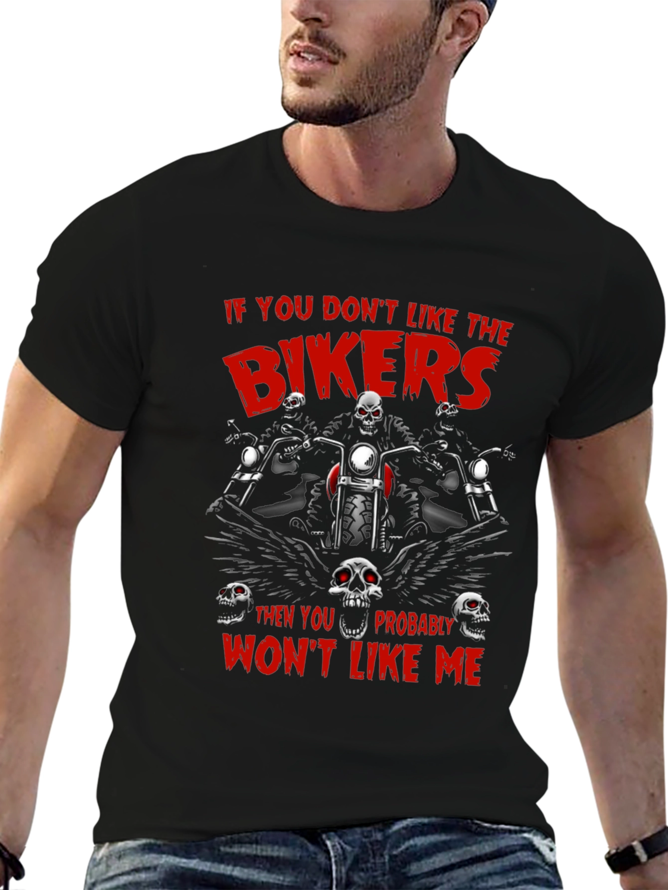 Biker Skull Graphic T-Shirt - Edgy Ride Apparel