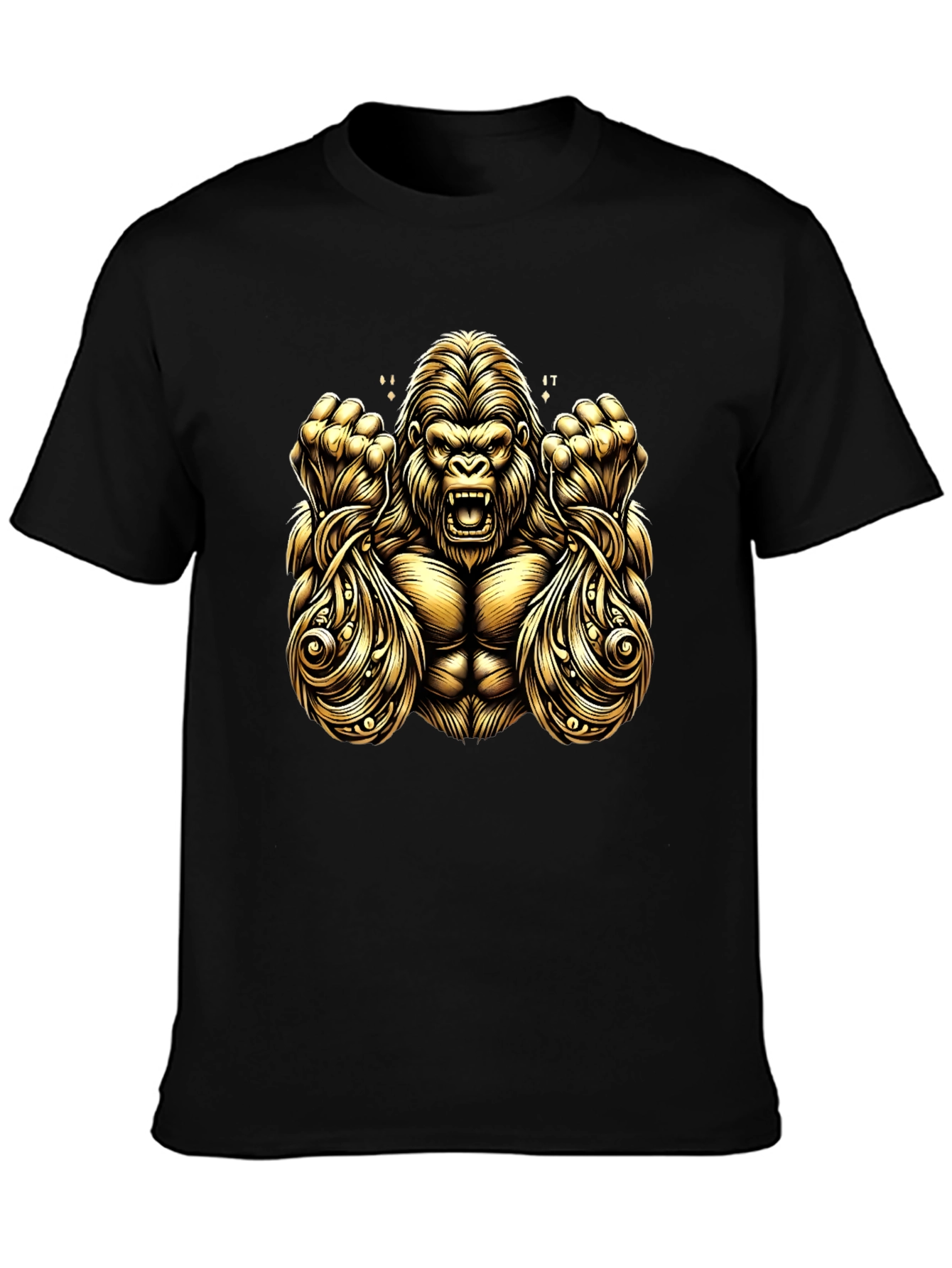 Gold Gorilla Graphic Black T-Shirt