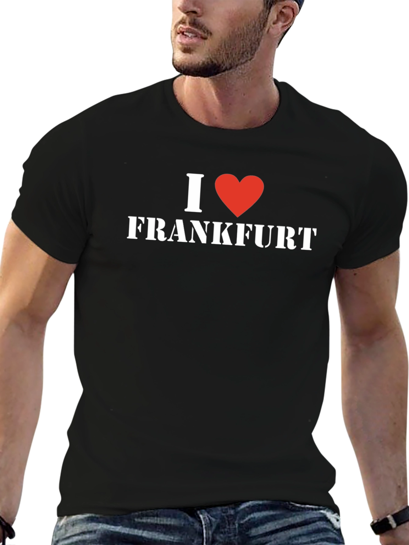 I Love Frankfurt T-Shirt - Black Cotton Tee