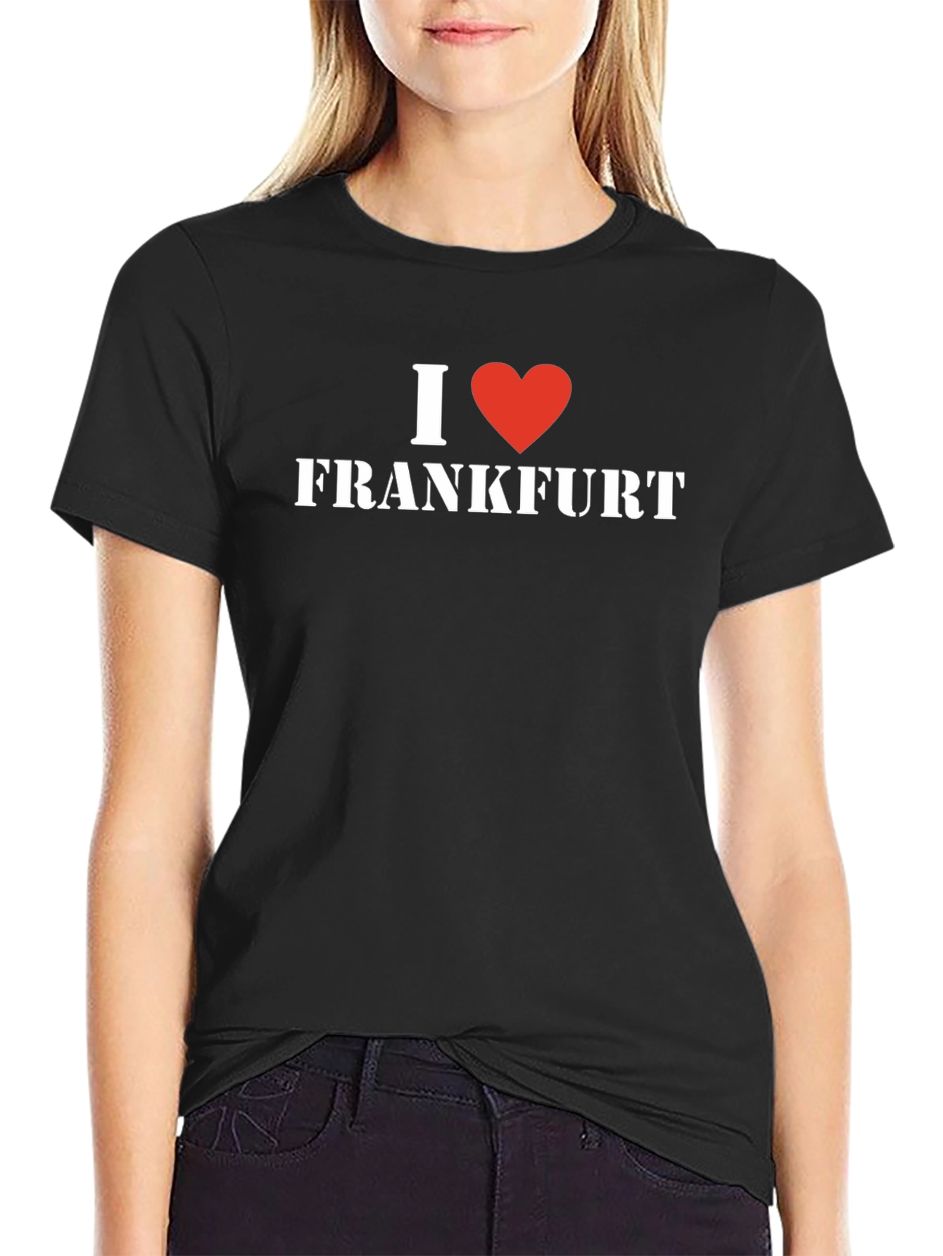 I Love Frankfurt T-Shirt - Black Cotton Tee