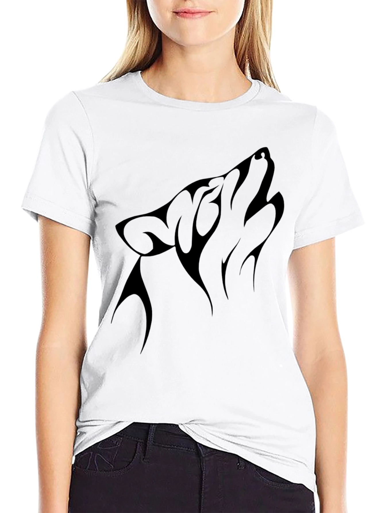 Mens Black Wolf Graphic Tee