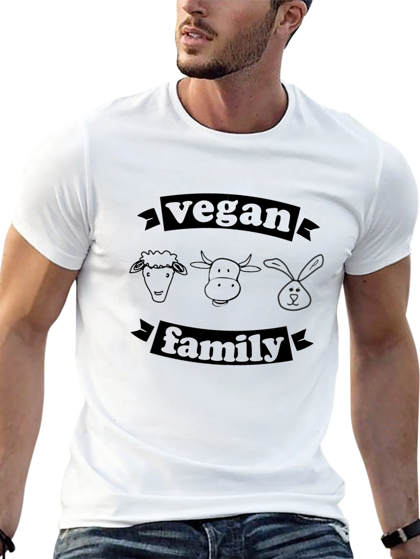 Vegan Family Graphic Tee - Unisex Black T-Shirt