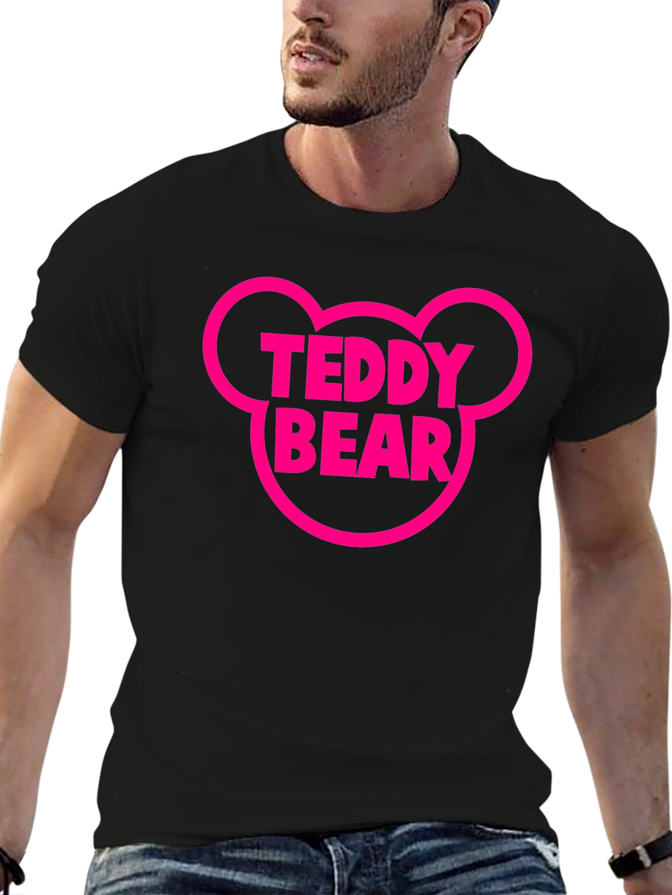 Teddy Bear Mouse Head Black T-Shirt