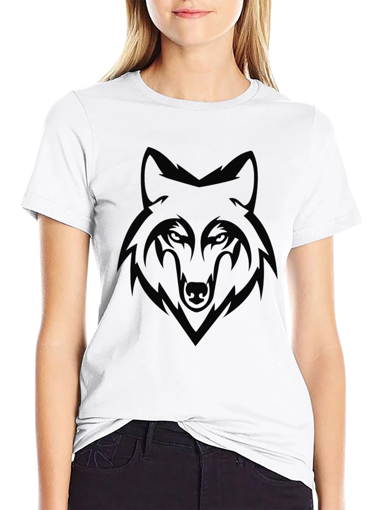 Black Wolf Graphic T-Shirt | Mens Crew Neck Tee
