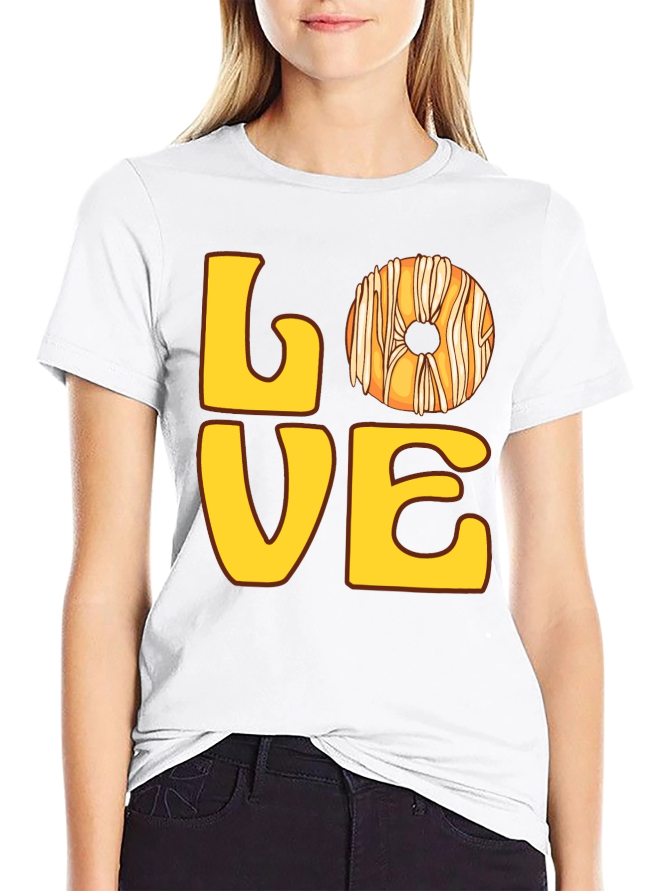 Love Donut Graphic T-Shirt - Casual Black Tee