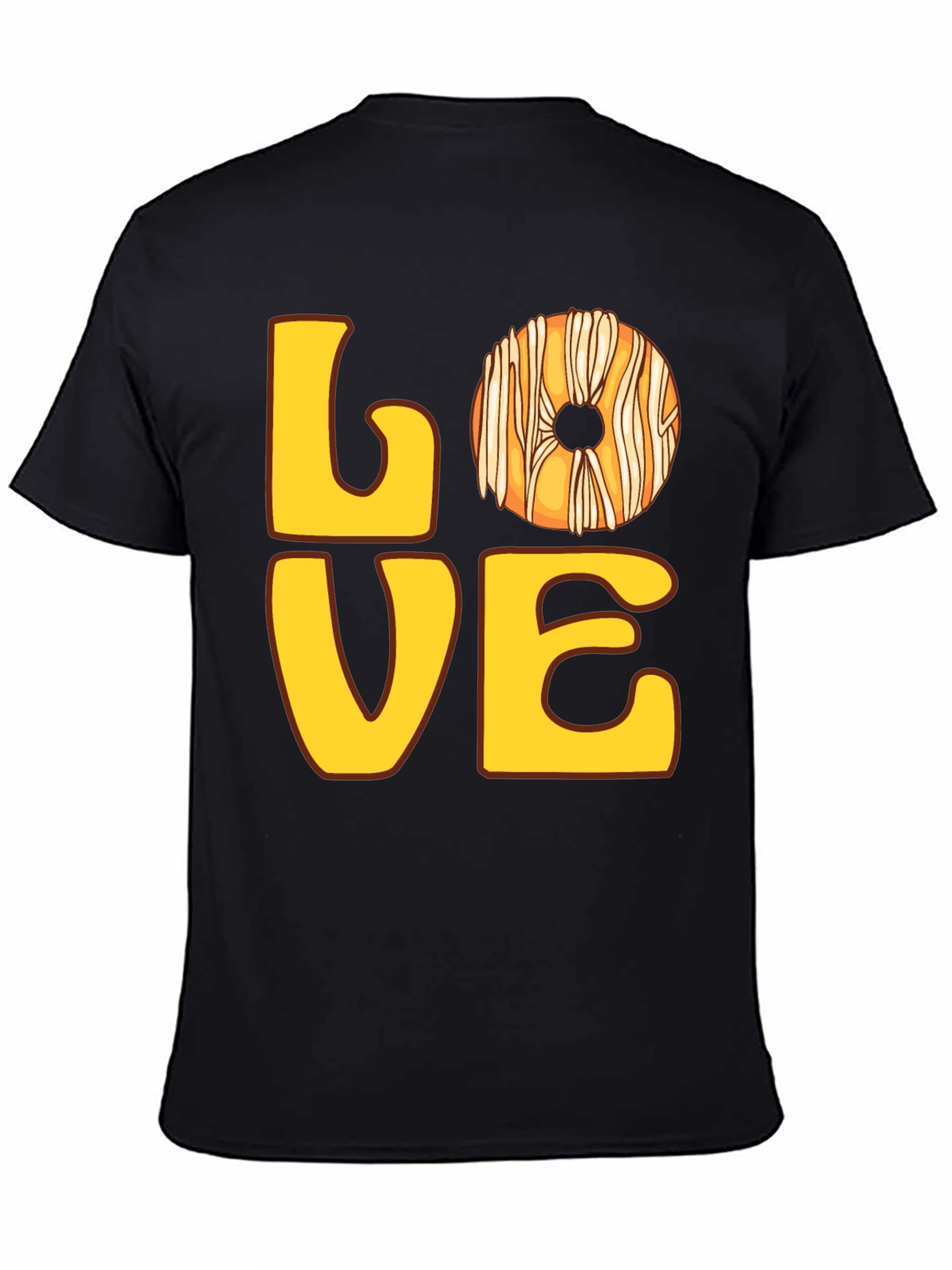 Love Donut Graphic T-Shirt - Casual Black Tee