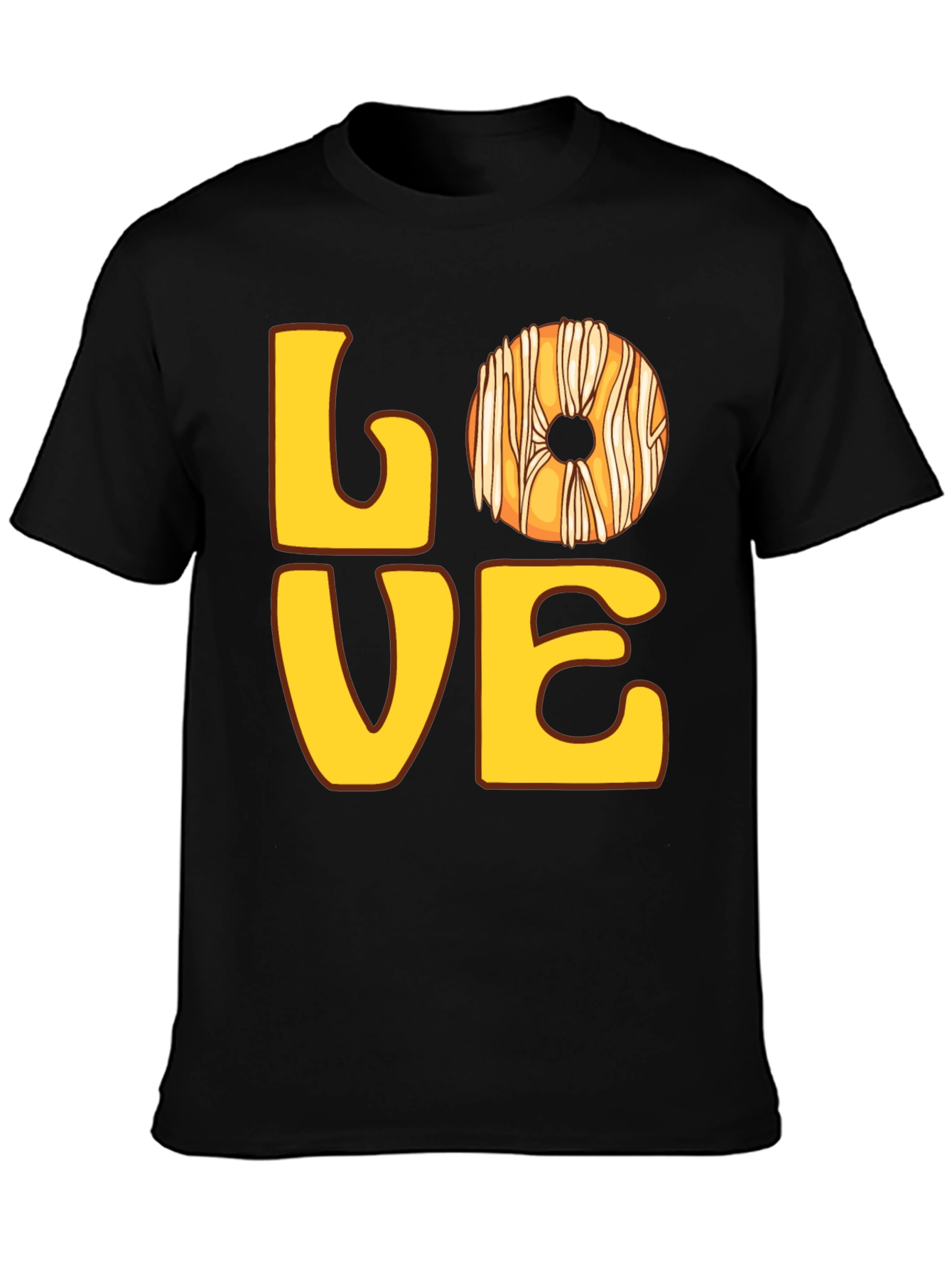 Love Donut Graphic T-Shirt - Casual Black Tee