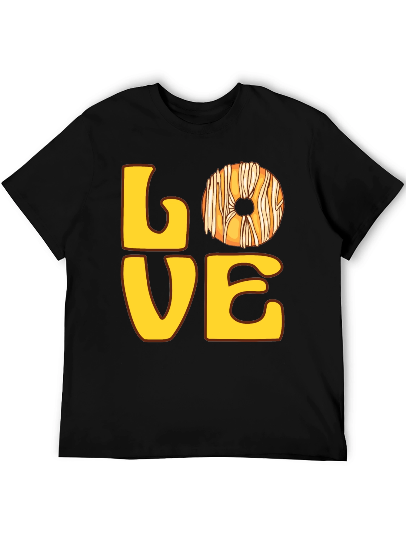 Love Donut Graphic T-Shirt - Casual Black Tee
