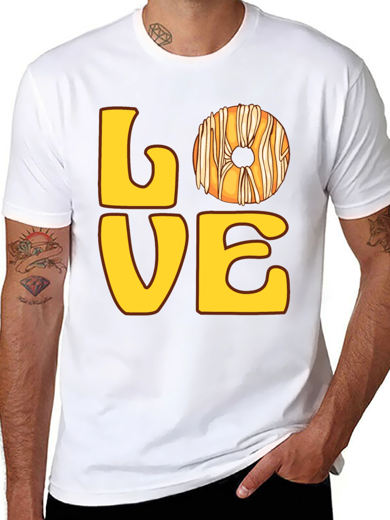 Love Donut Graphic T-Shirt - Casual Black Tee