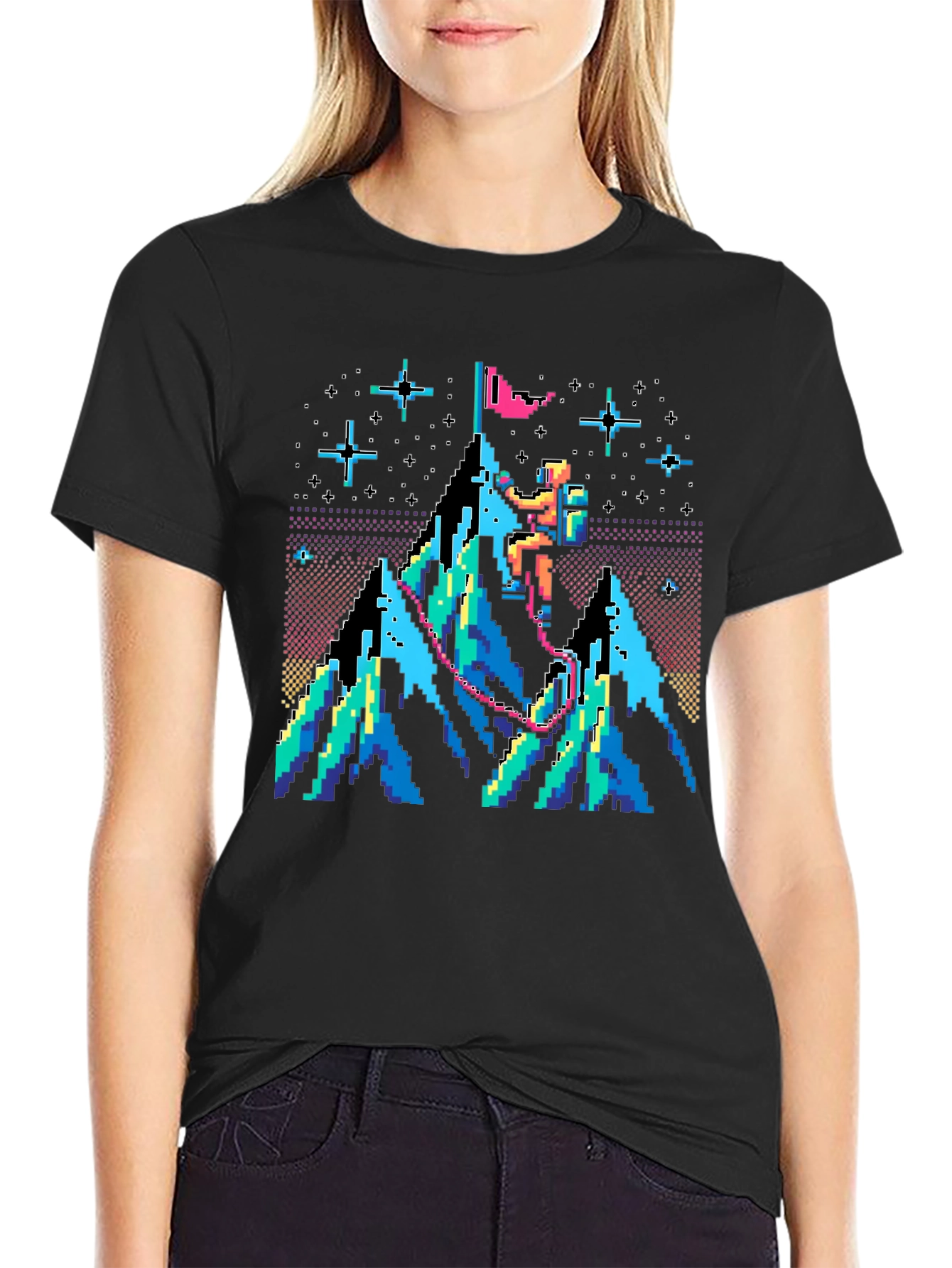 Pixel Climber Graphic T-Shirt - Retro Gaming Style Tee