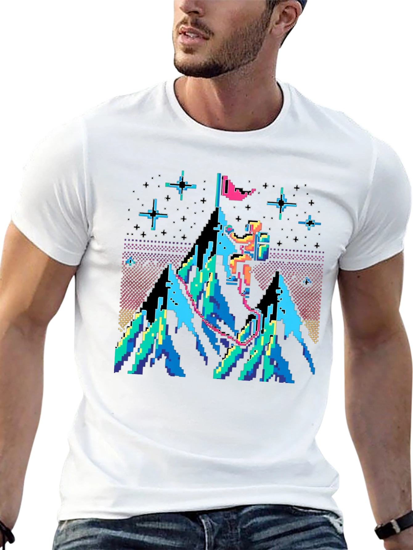 Pixel Climber Graphic T-Shirt - Retro Gaming Style Tee