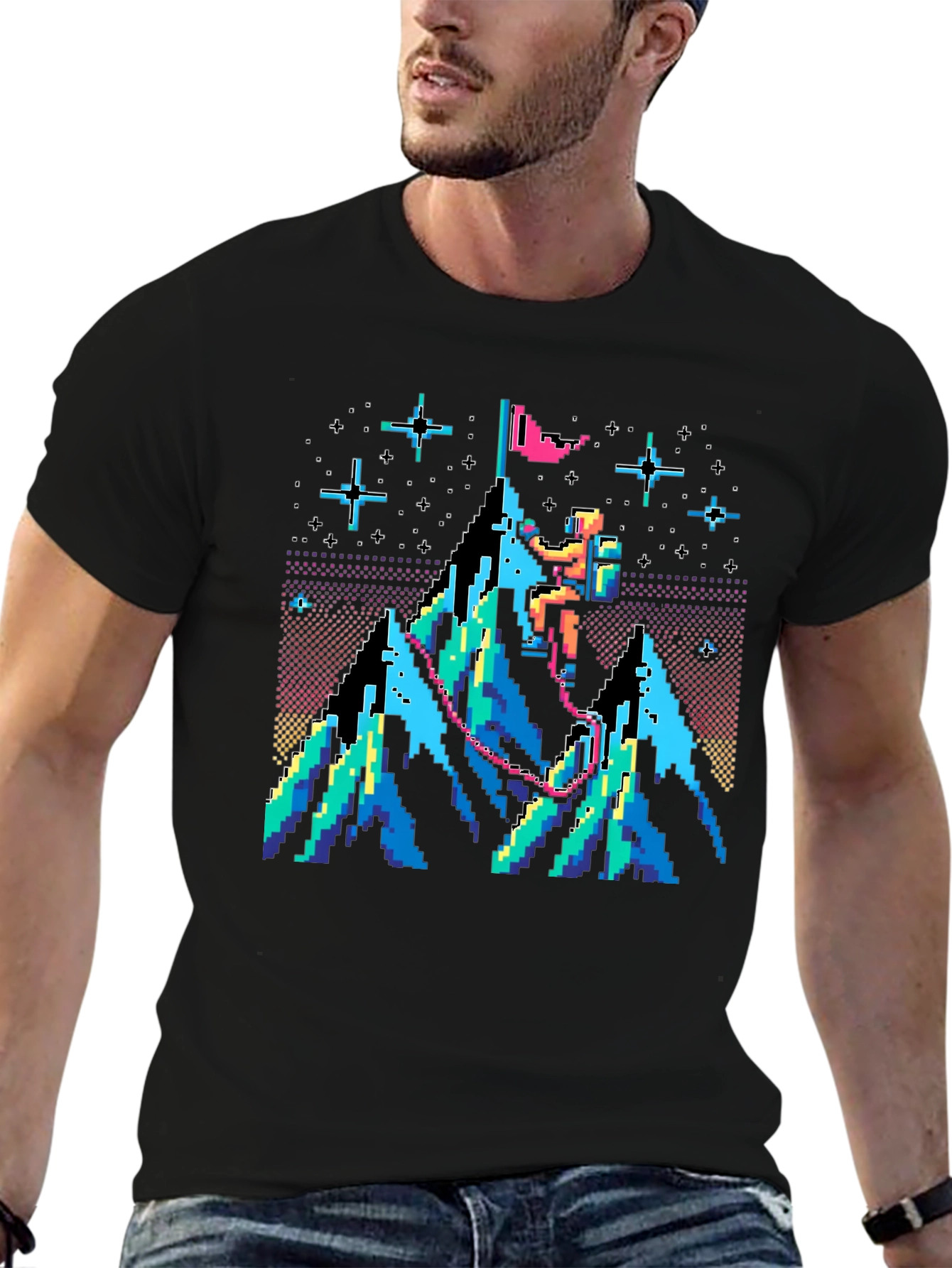 Pixel Climber Graphic T-Shirt - Retro Gaming Style Tee