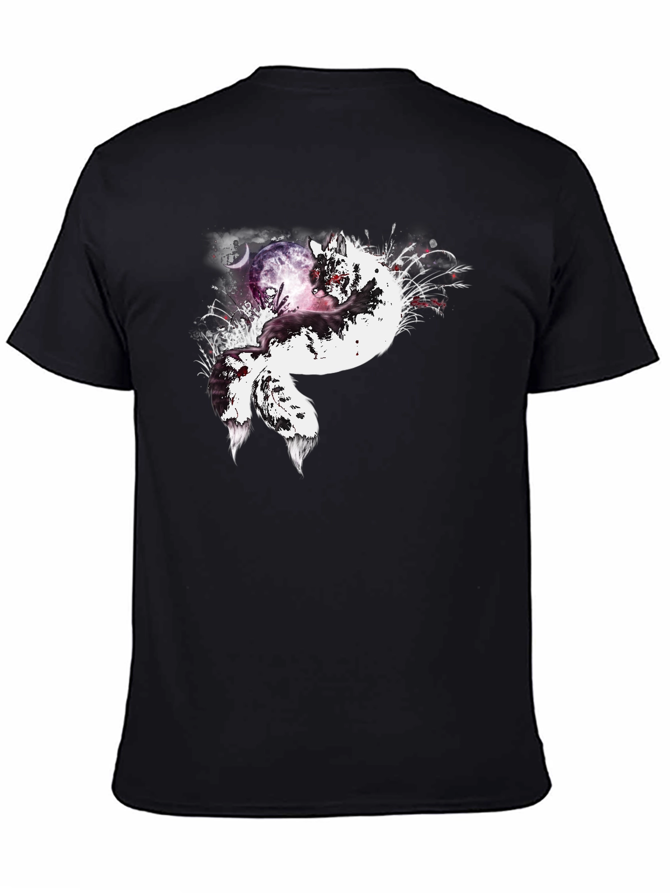 Fox Moon Graphic Tee - Unisex Black T-Shirt