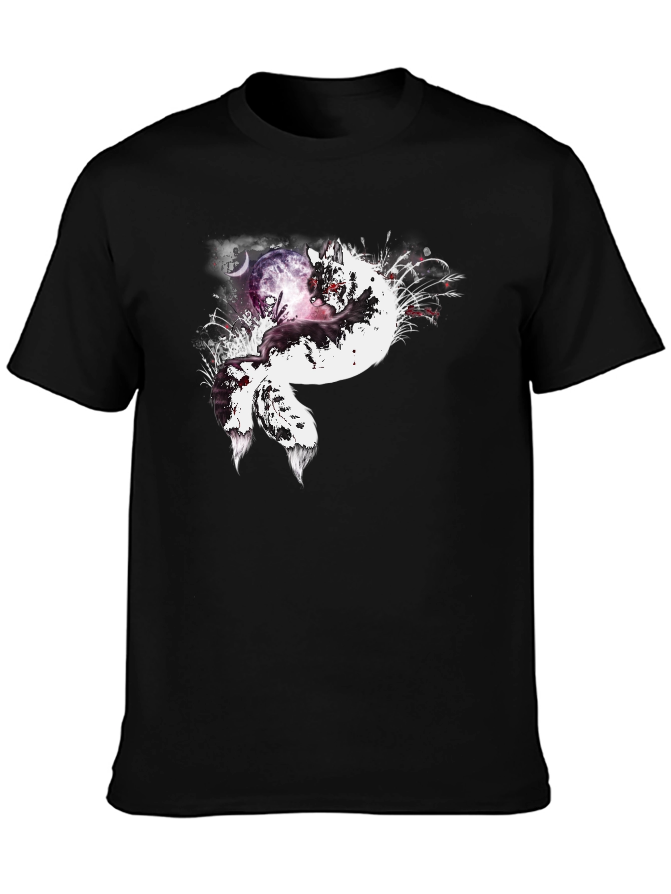 Fox Moon Graphic Tee - Unisex Black T-Shirt