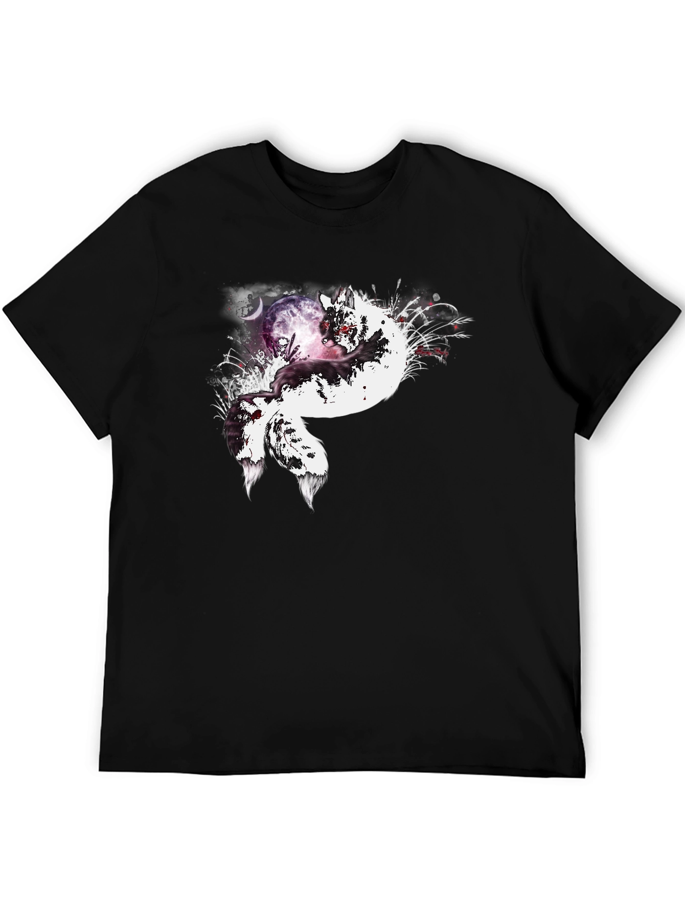 Fox Moon Graphic Tee - Unisex Black T-Shirt