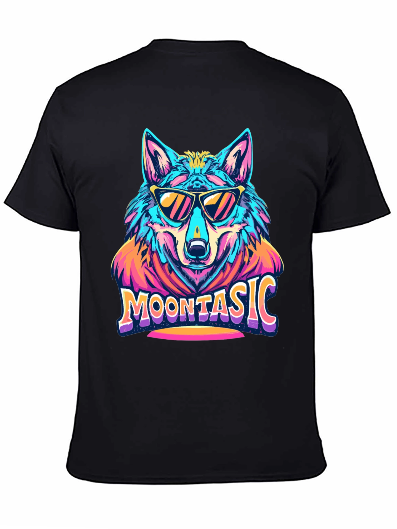 Moontasic Wolf Graphic Tee - Cool Retro Style