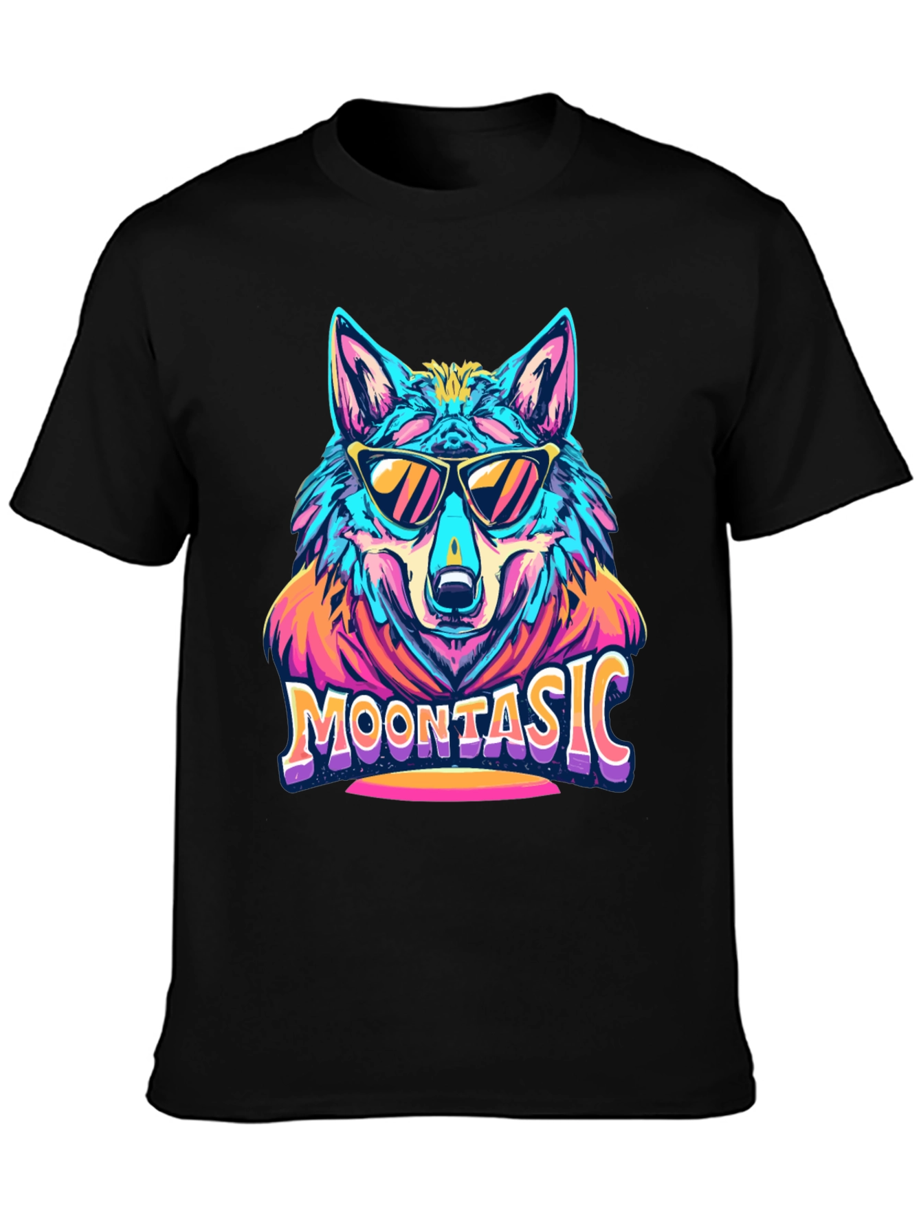 Moontasic Wolf Graphic Tee - Cool Retro Style