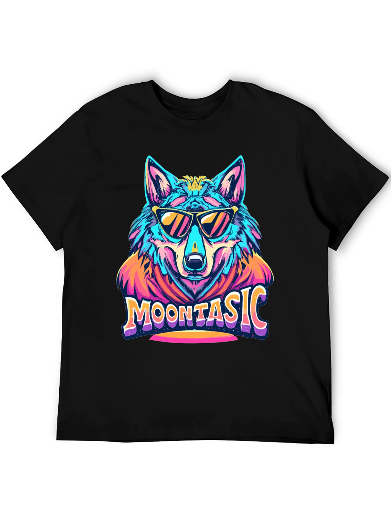 Moontasic Wolf Graphic Tee - Cool Retro Style