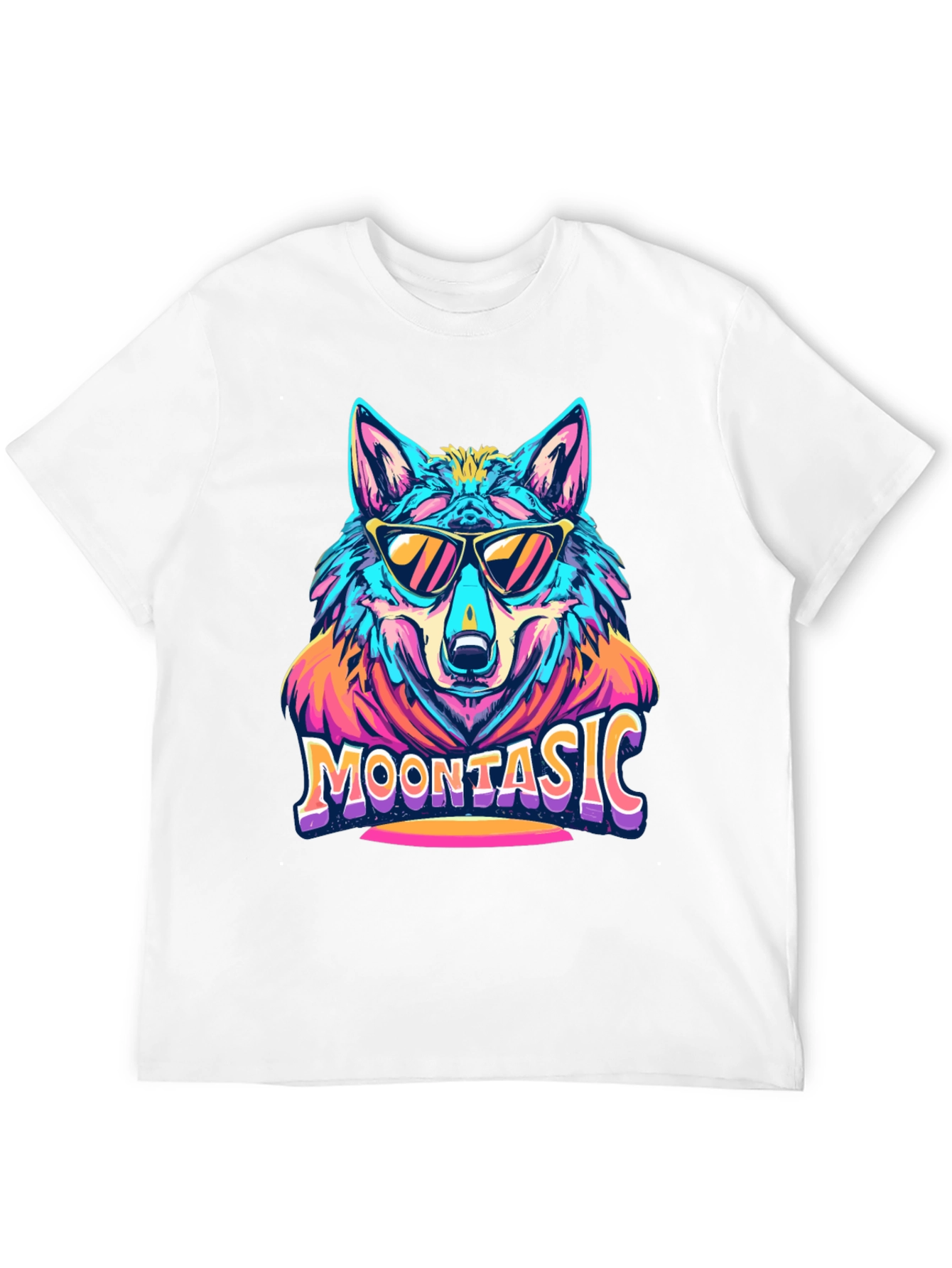 Moontasic Wolf Graphic Tee - Cool Retro Style