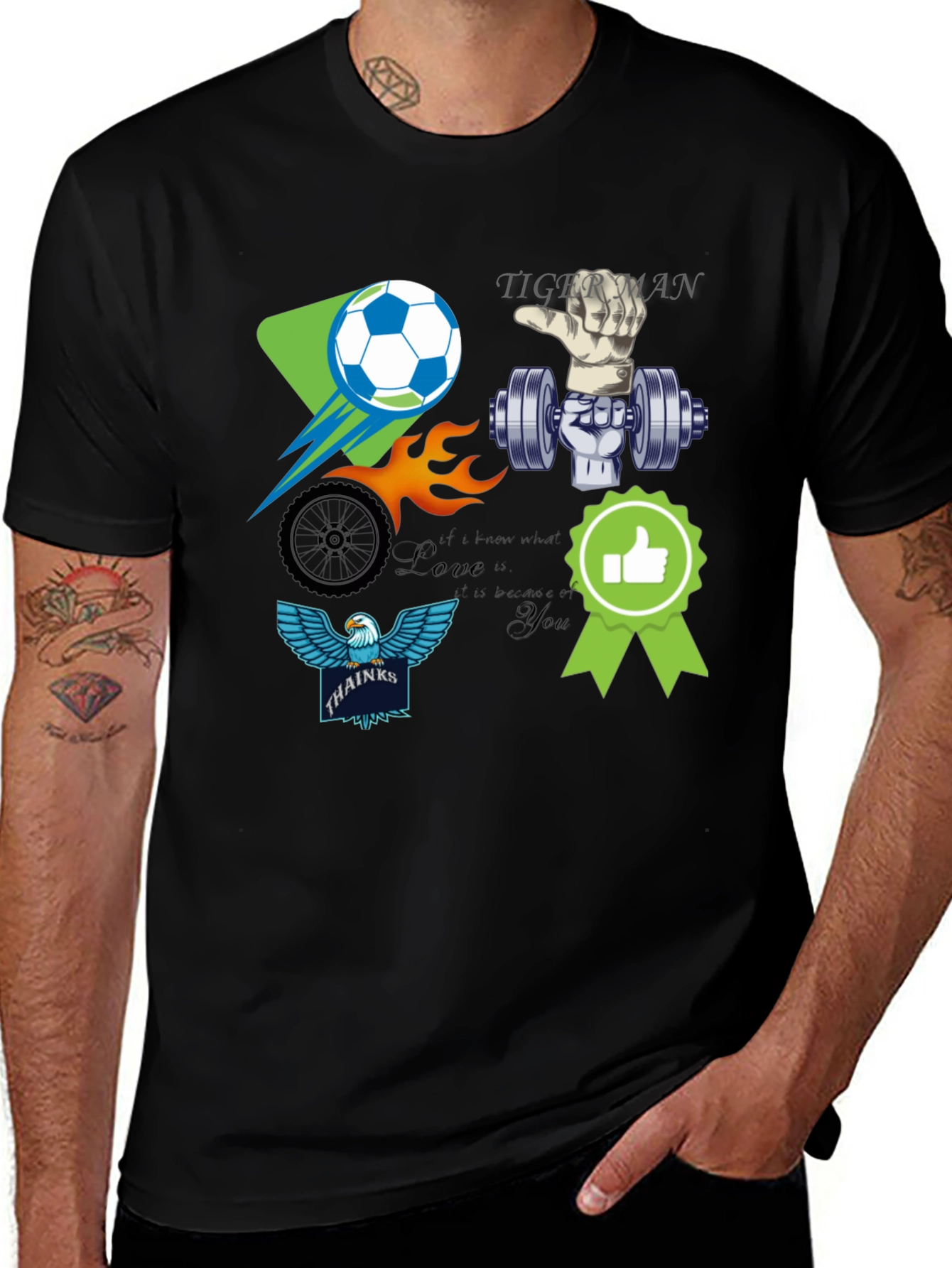 Unique Graphic T-Shirt - Soccer Gym Eagle Design