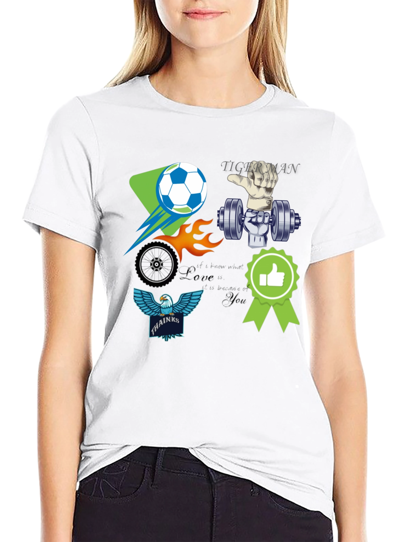 Unique Graphic T-Shirt - Soccer Gym Eagle Design