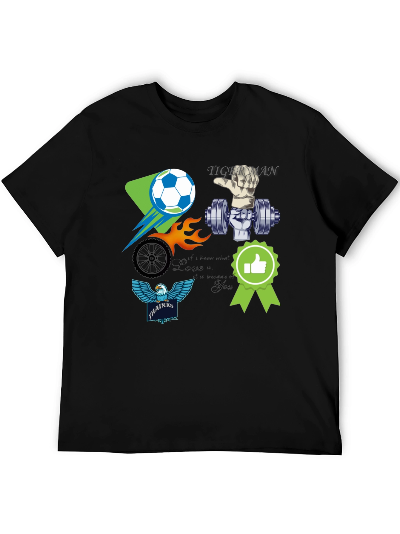 Unique Graphic T-Shirt - Soccer Gym Eagle Design