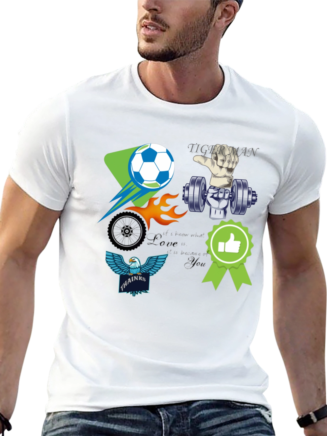 Unique Graphic T-Shirt - Soccer Gym Eagle Design
