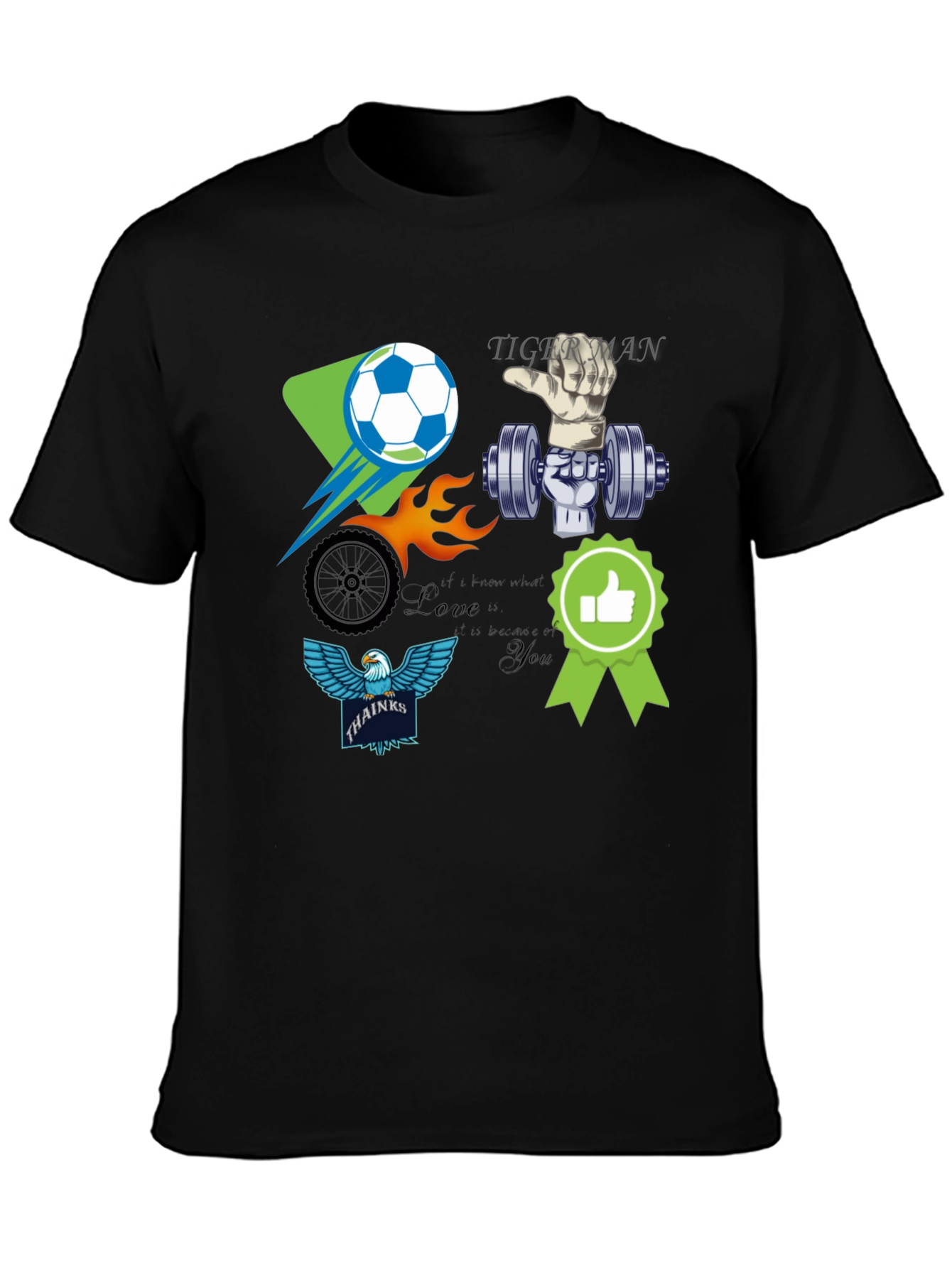 Unique Graphic T-Shirt - Soccer Gym Eagle Design