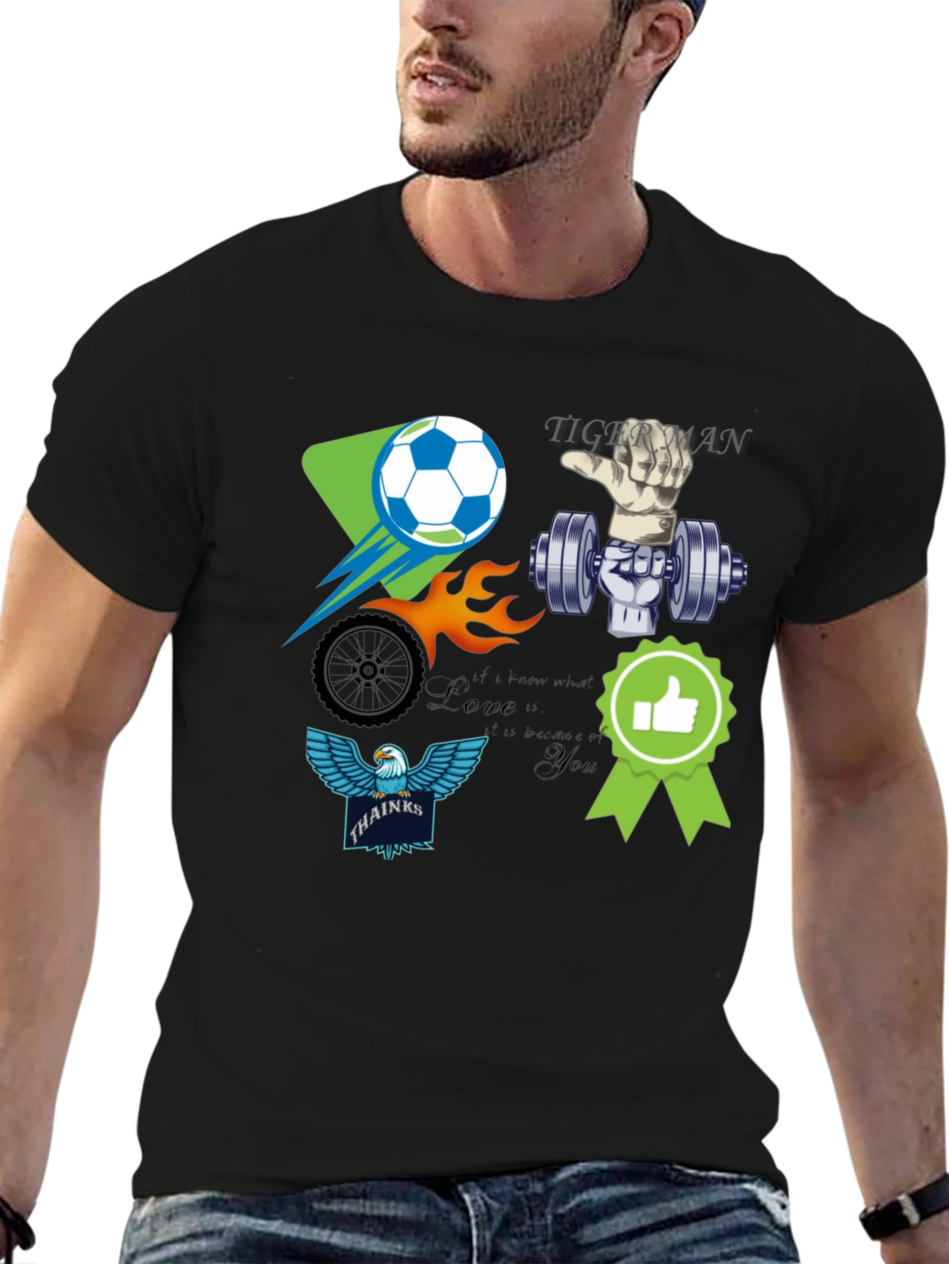 Unique Graphic T-Shirt - Soccer Gym Eagle Design