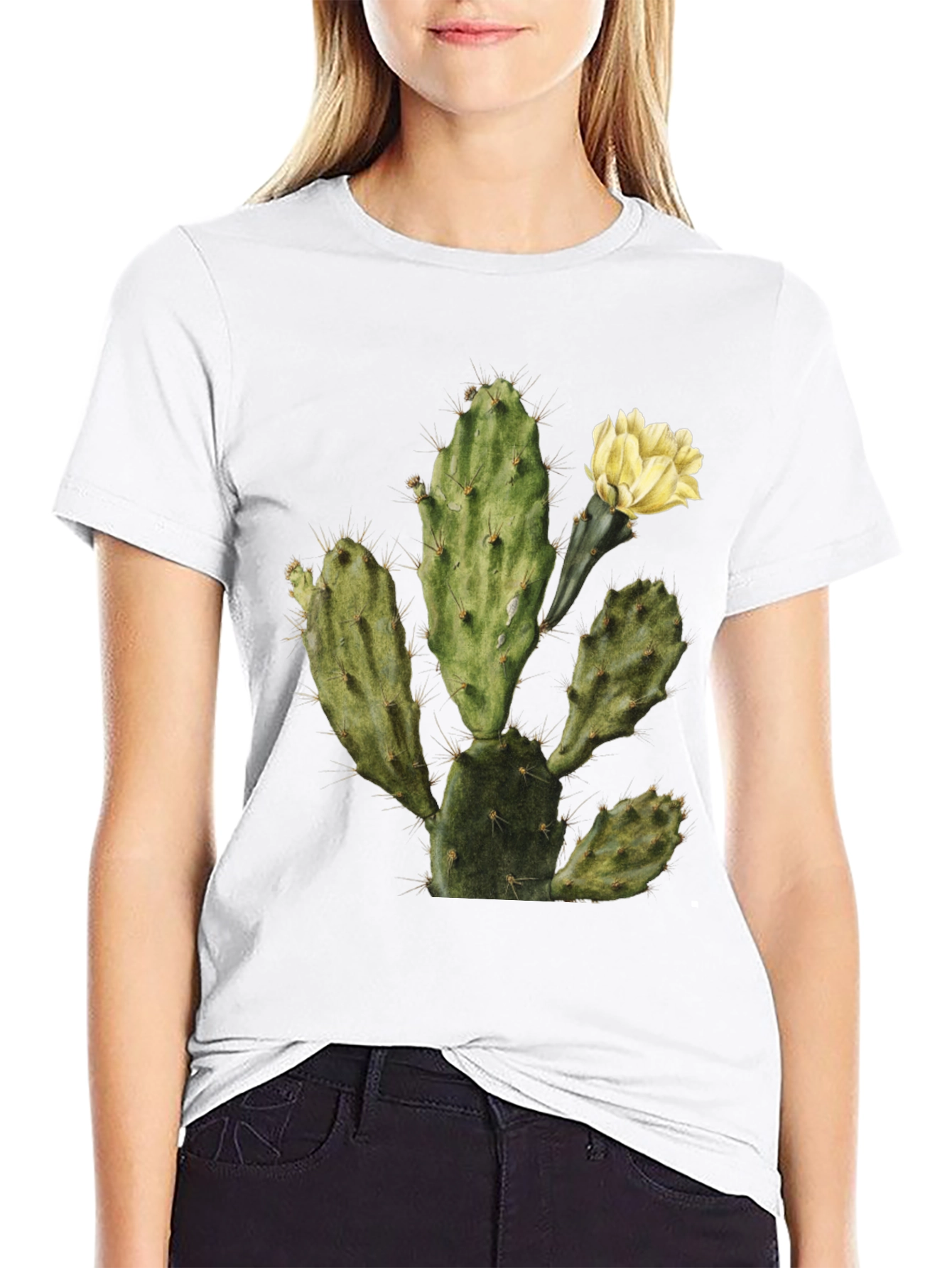 Cactus Graphic Tee - Black Cotton T-Shirt