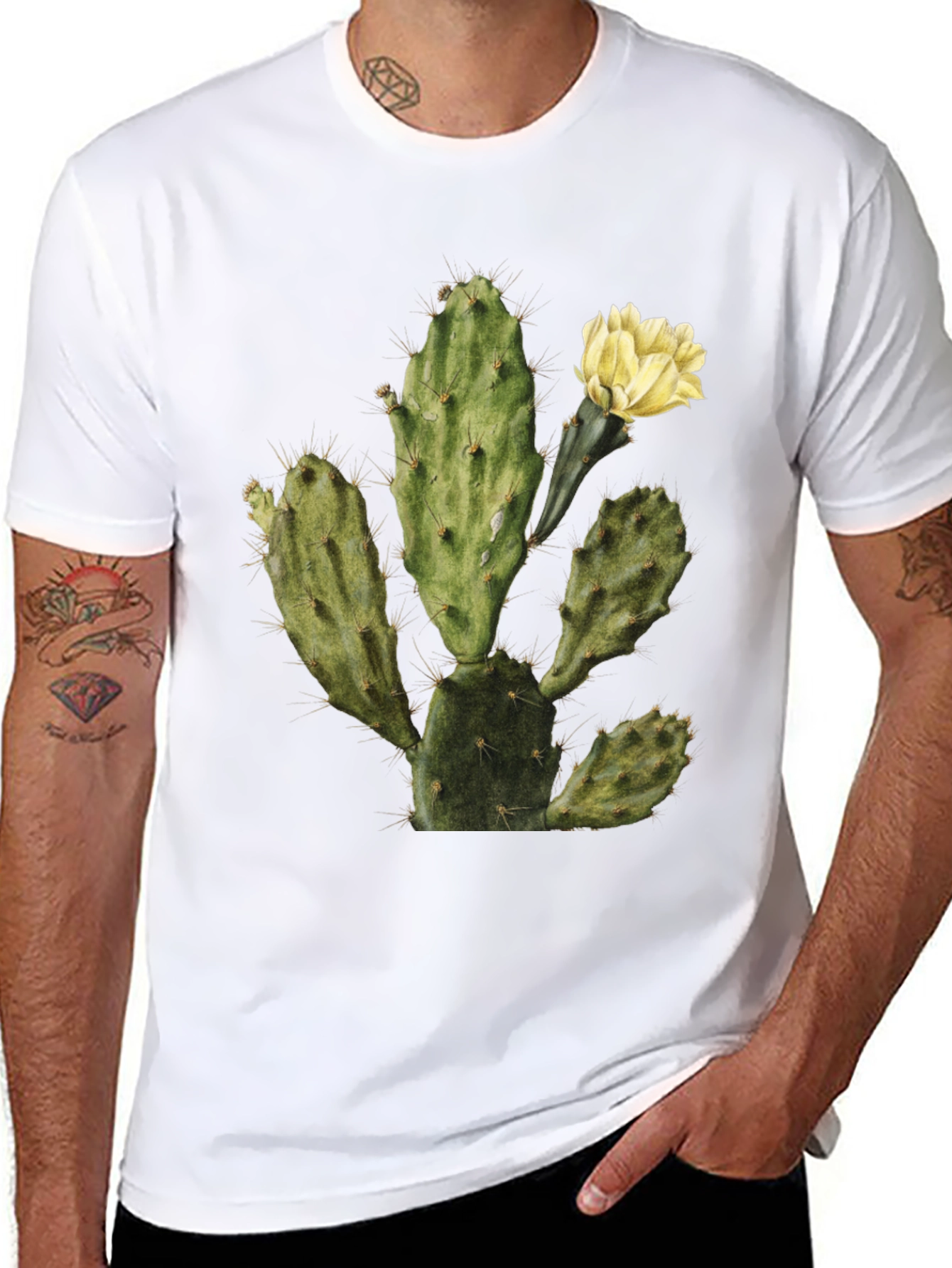 Cactus Graphic Tee - Black Cotton T-Shirt