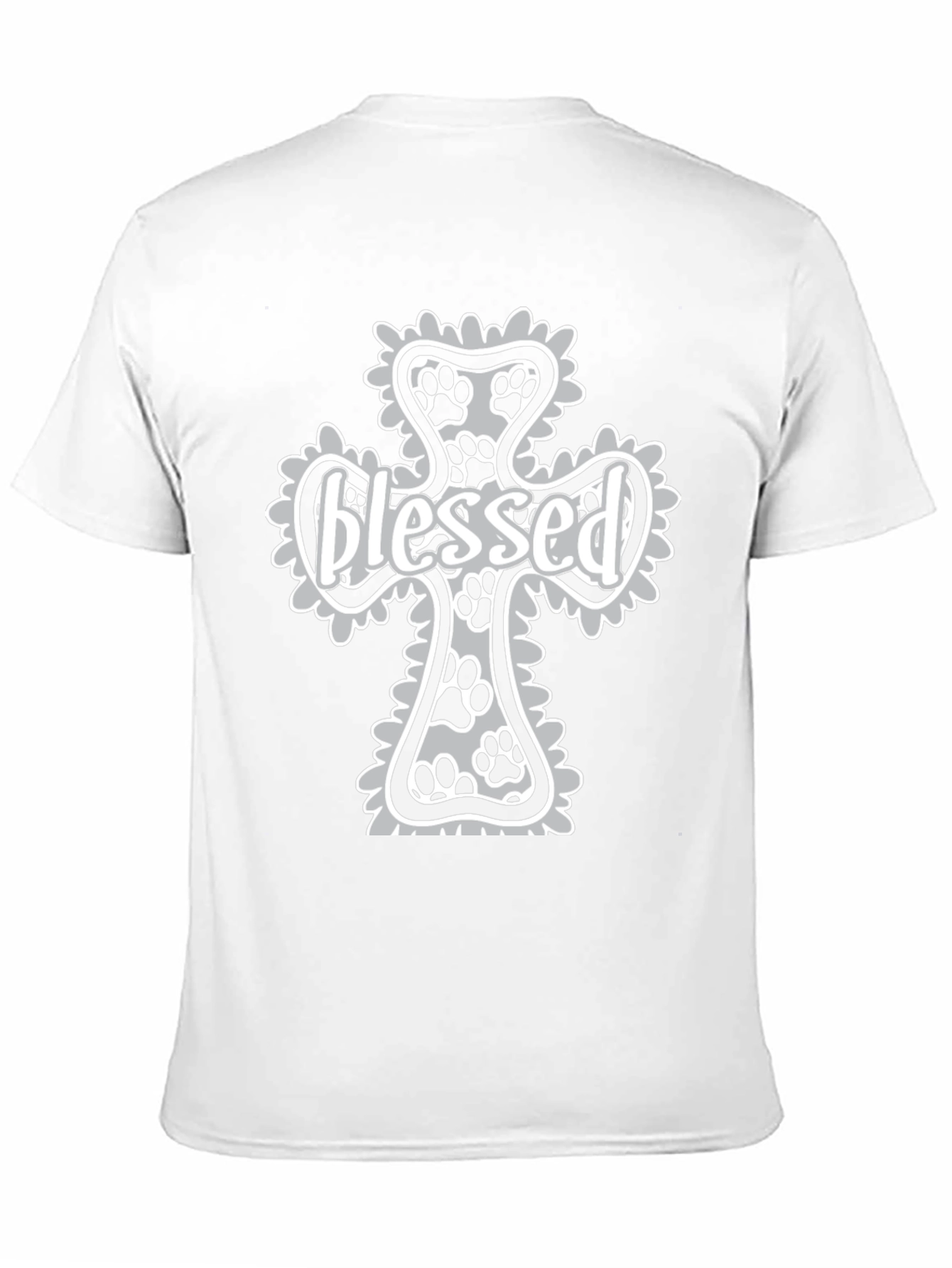 Blessed Paw Print Cross Graphic T-Shirt