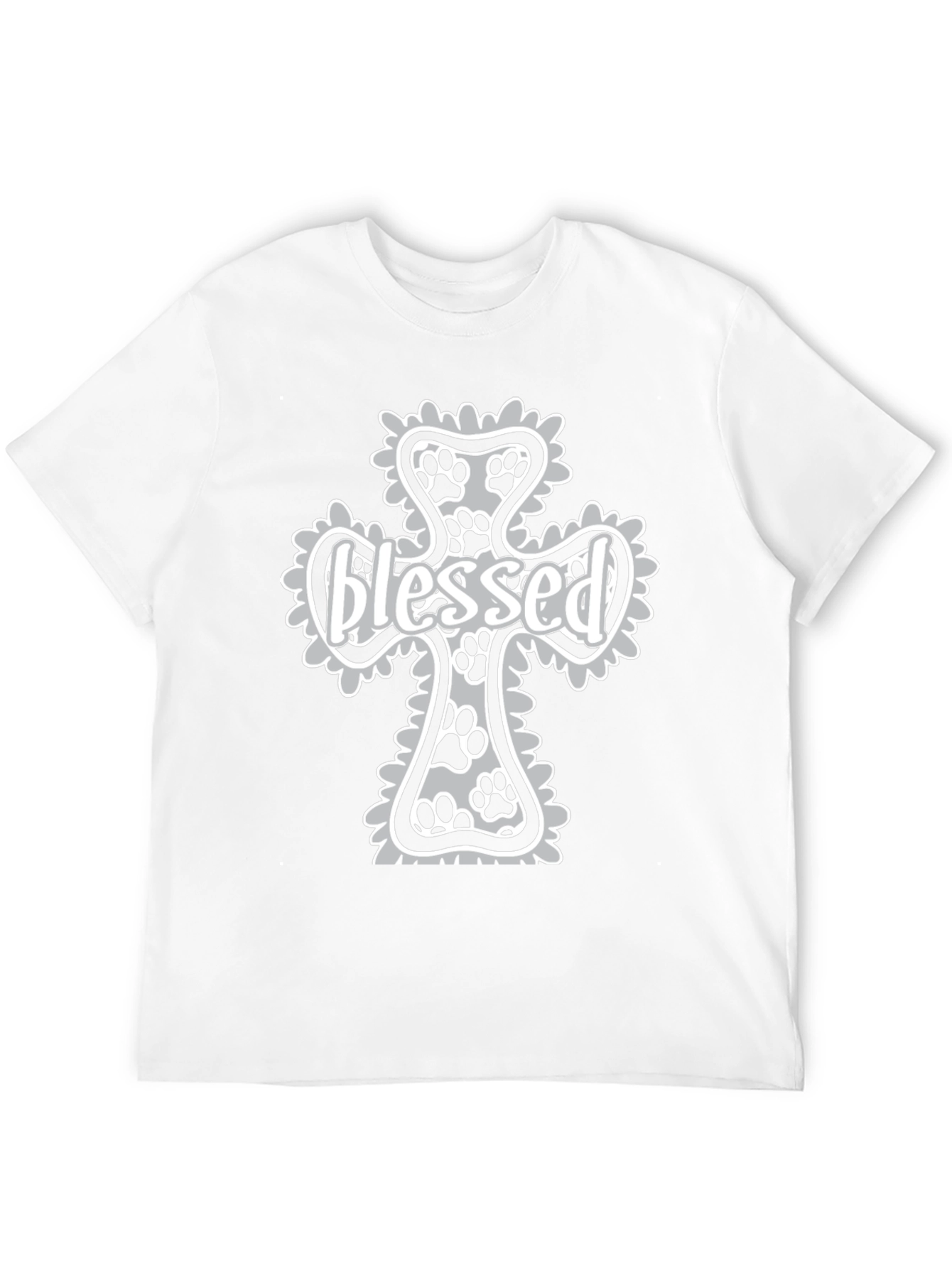 Blessed Paw Print Cross Graphic T-Shirt