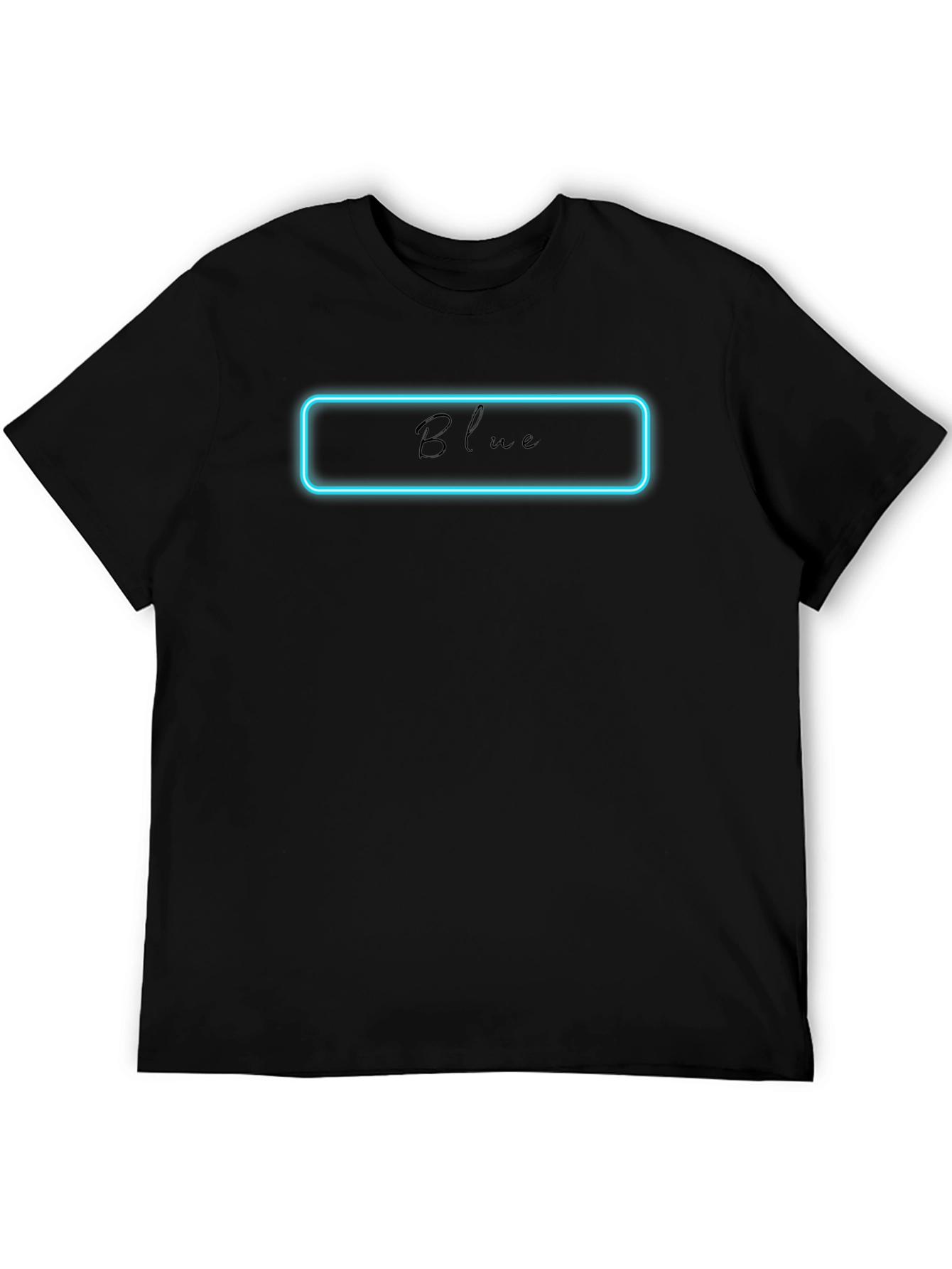 Neon Blue Graphic Black T-Shirt