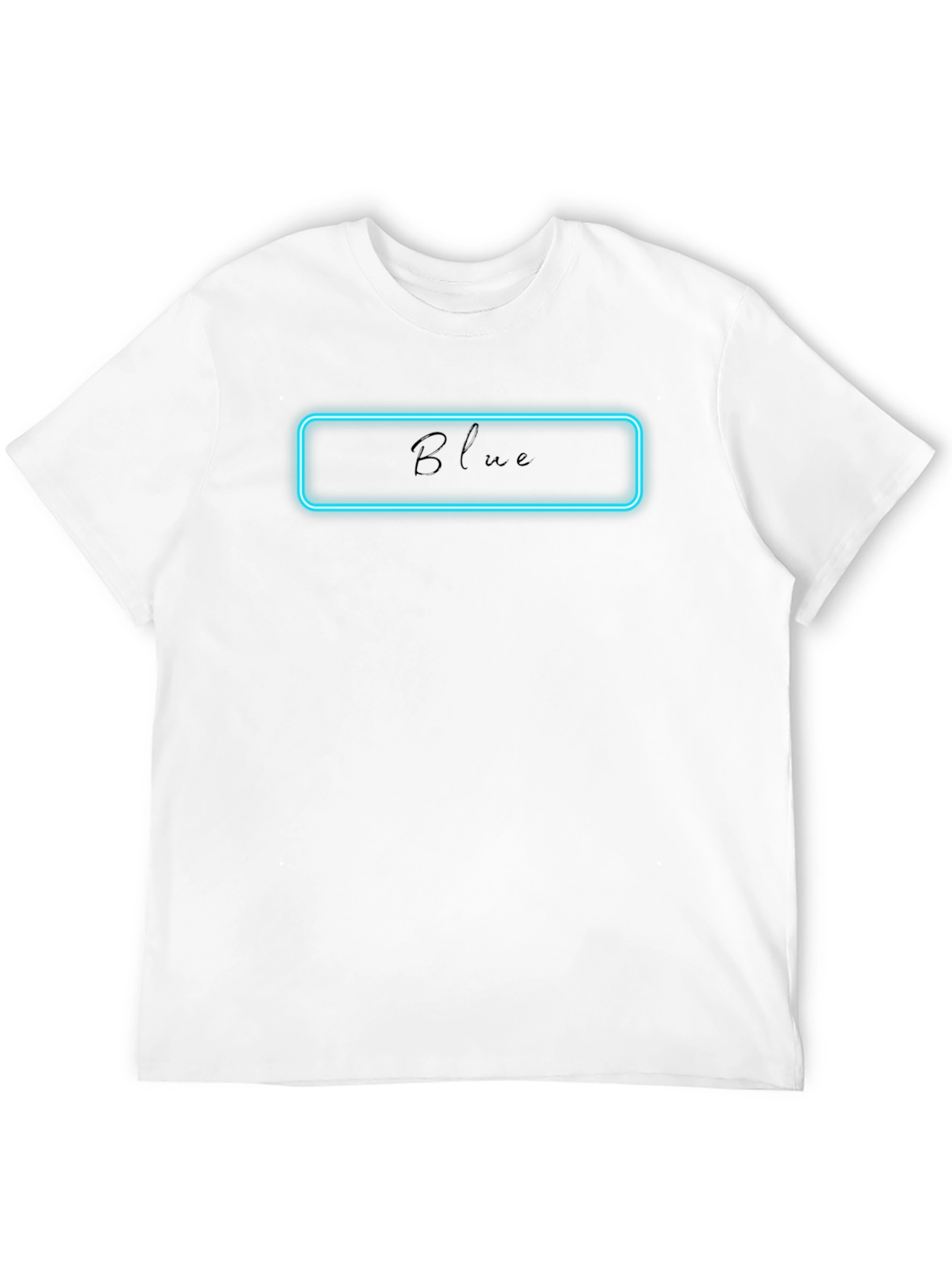 Neon Blue Graphic Black T-Shirt