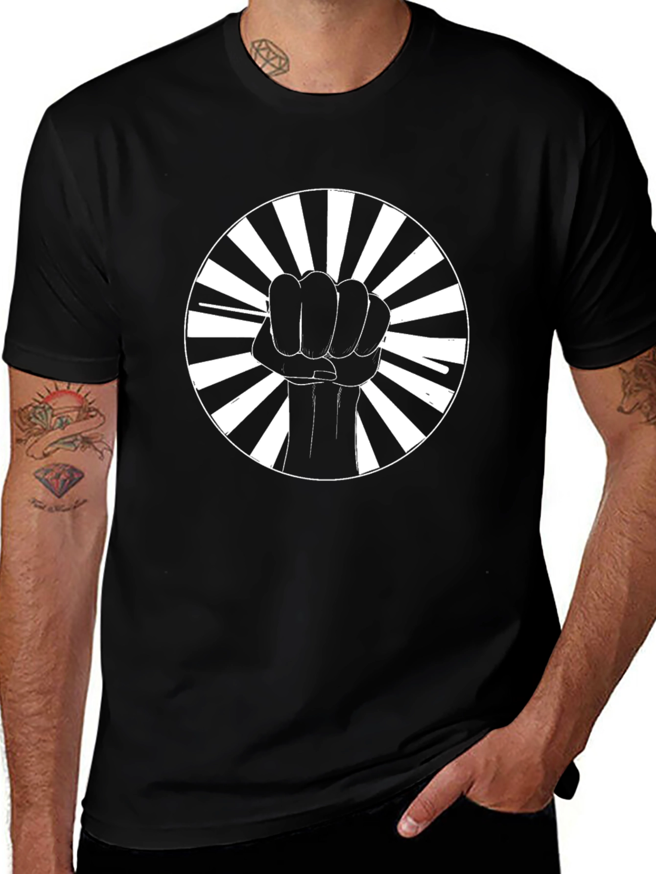Black Fist Power Symbol Graphic Tee - Mens