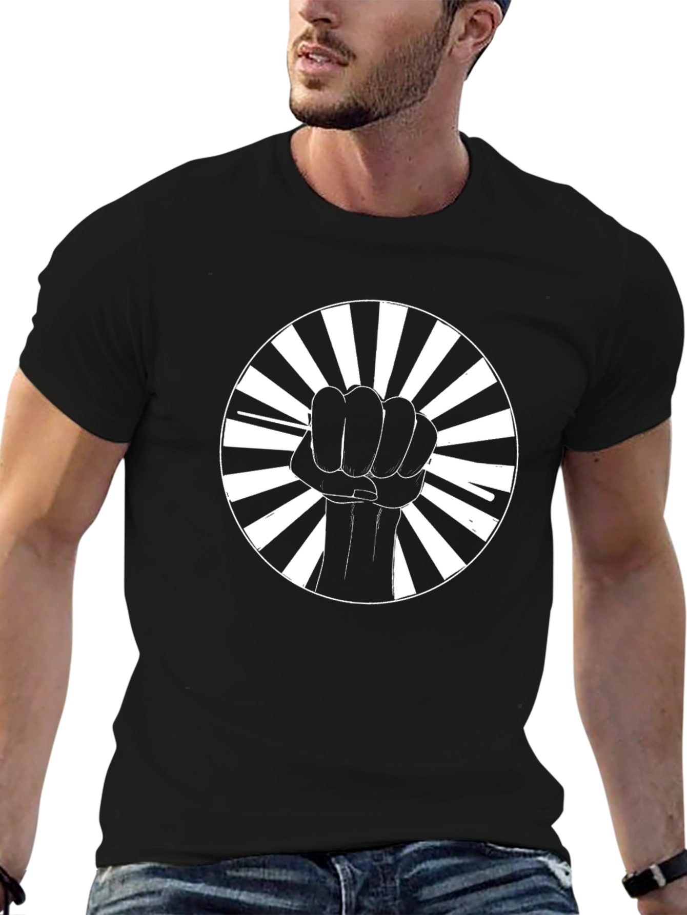 Black Fist Power Symbol Graphic Tee - Mens