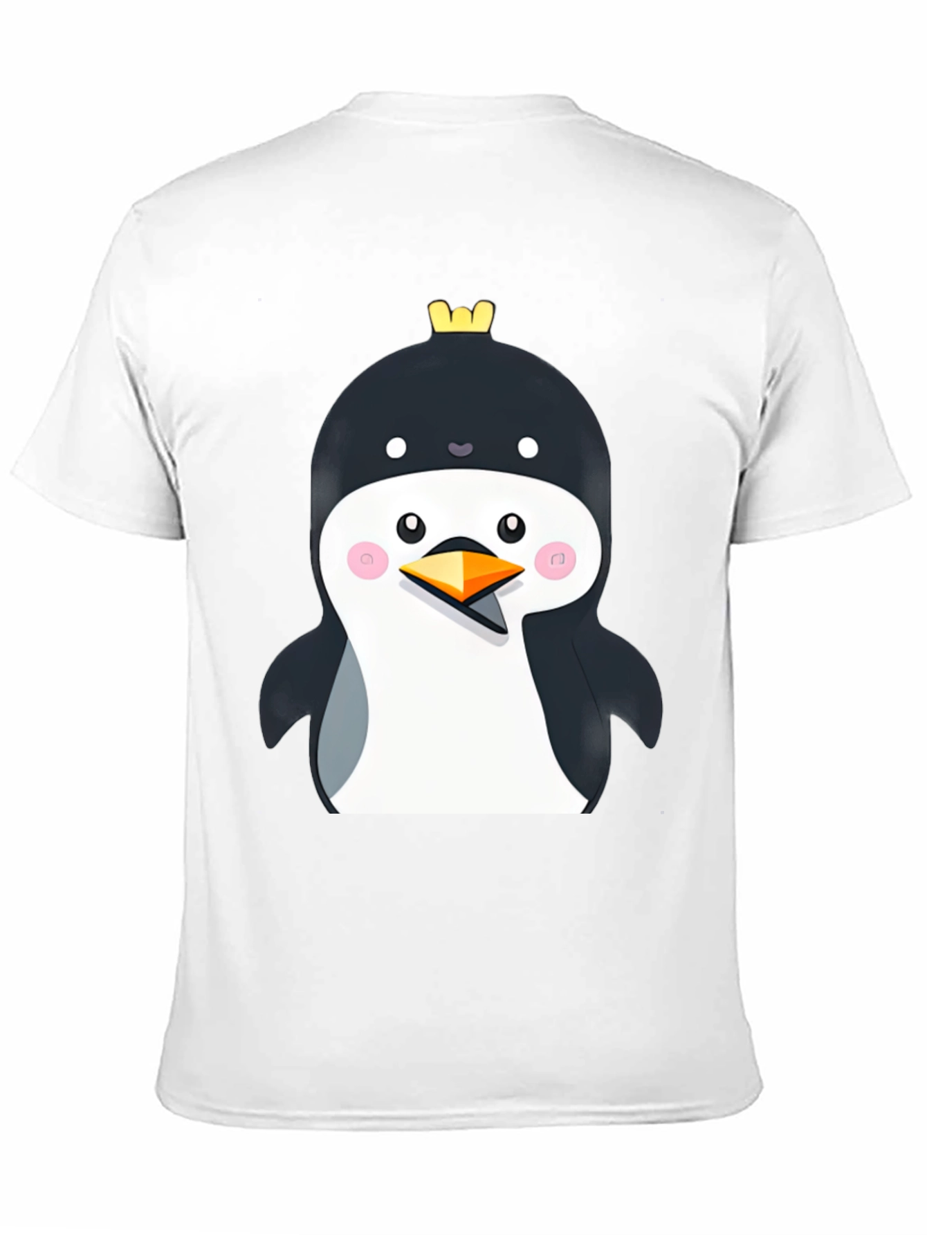Penguin with Crown Black T-Shirt - Cute Cartoon Style