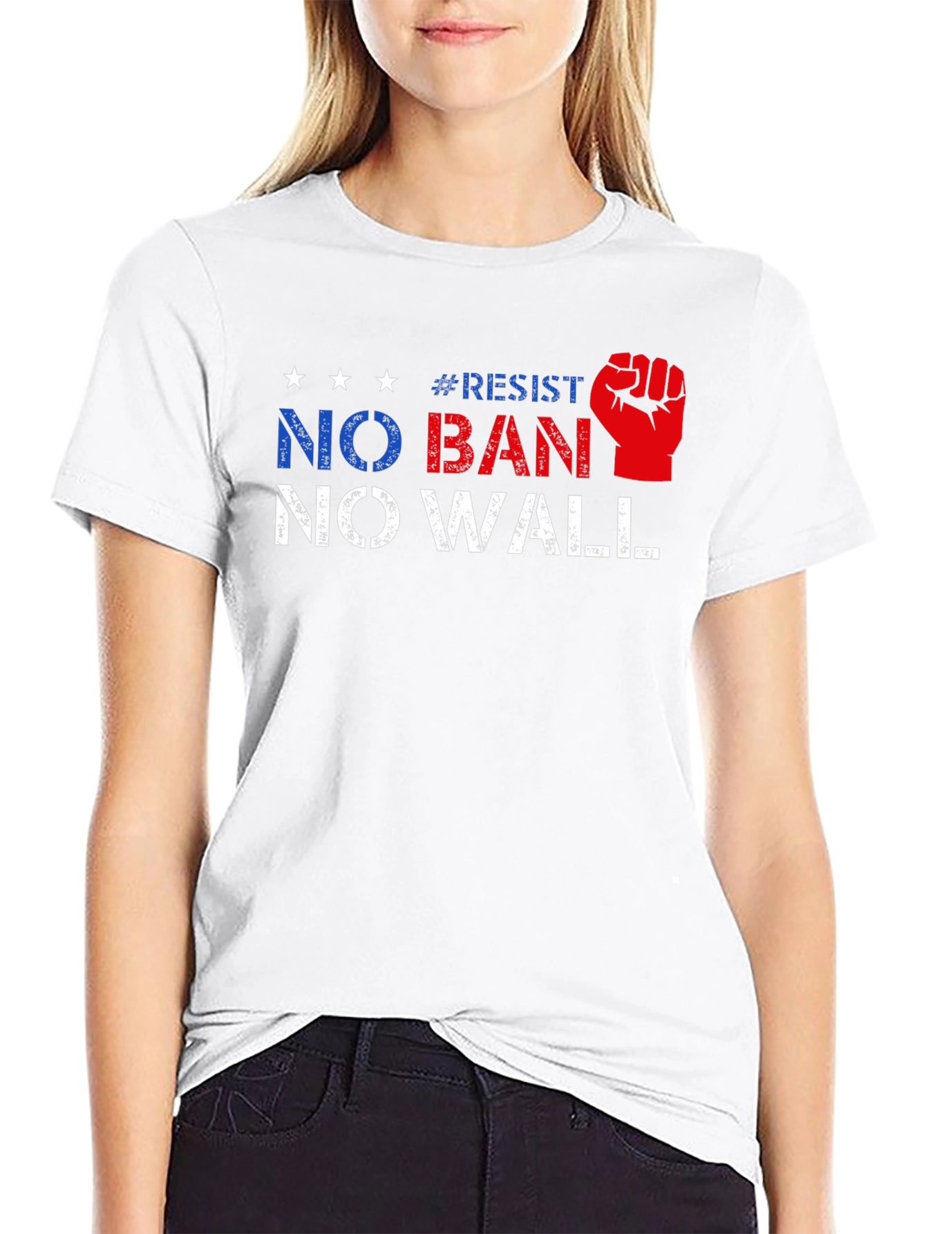 Resist No Ban No Wall Political T-Shirt