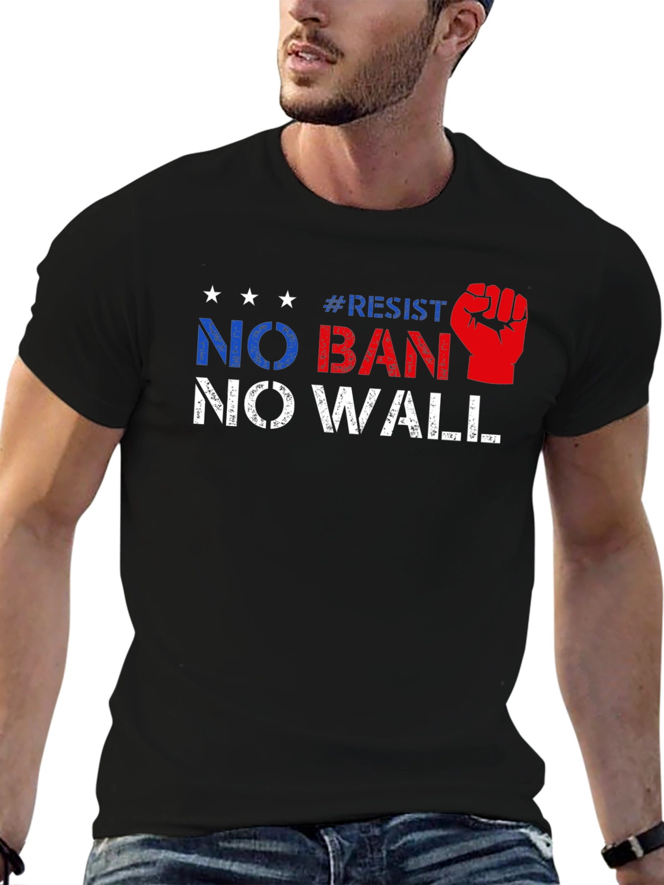 Resist No Ban No Wall Political T-Shirt