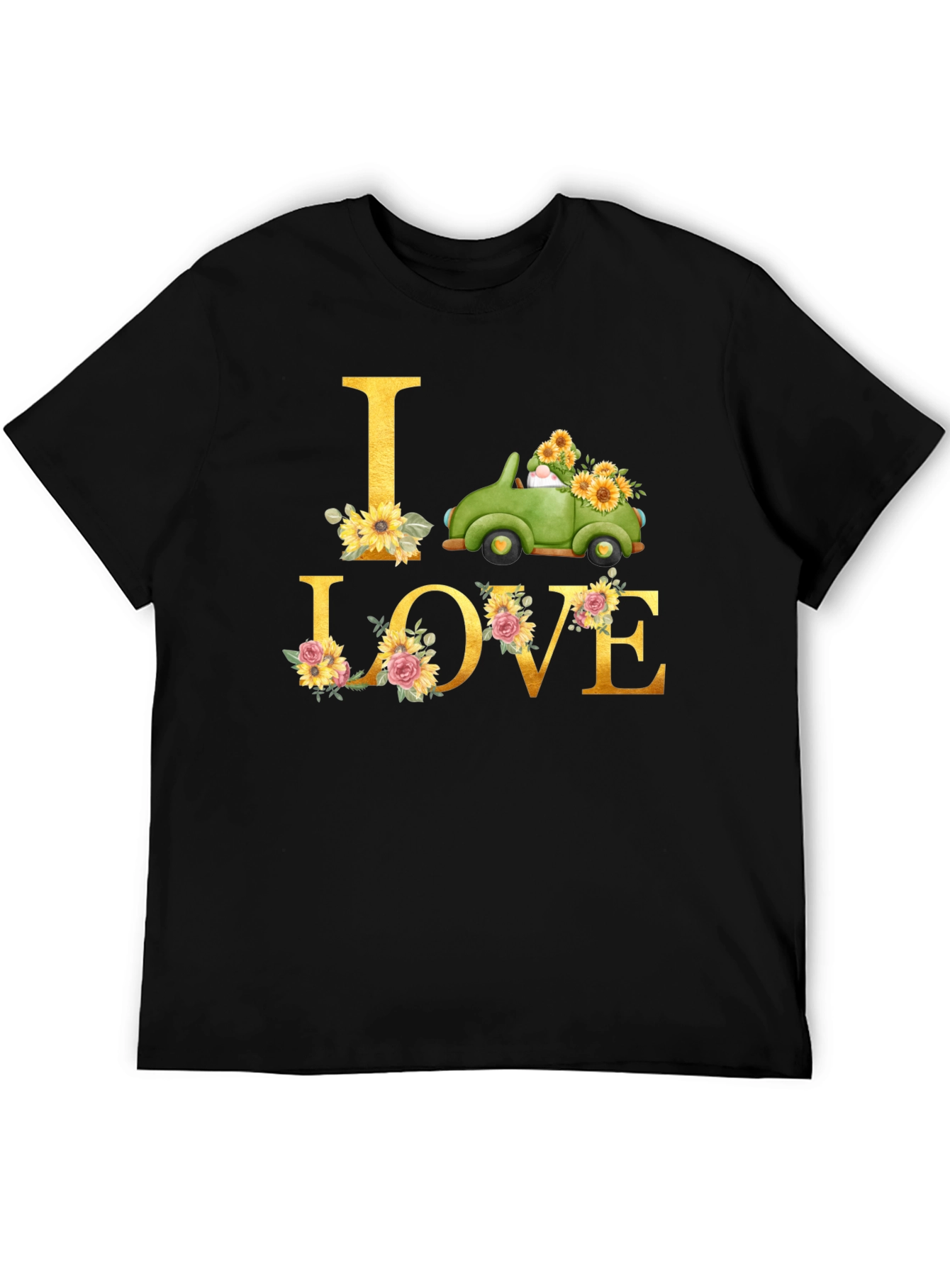 I Love Truck Sunflower Graphic T-Shirt