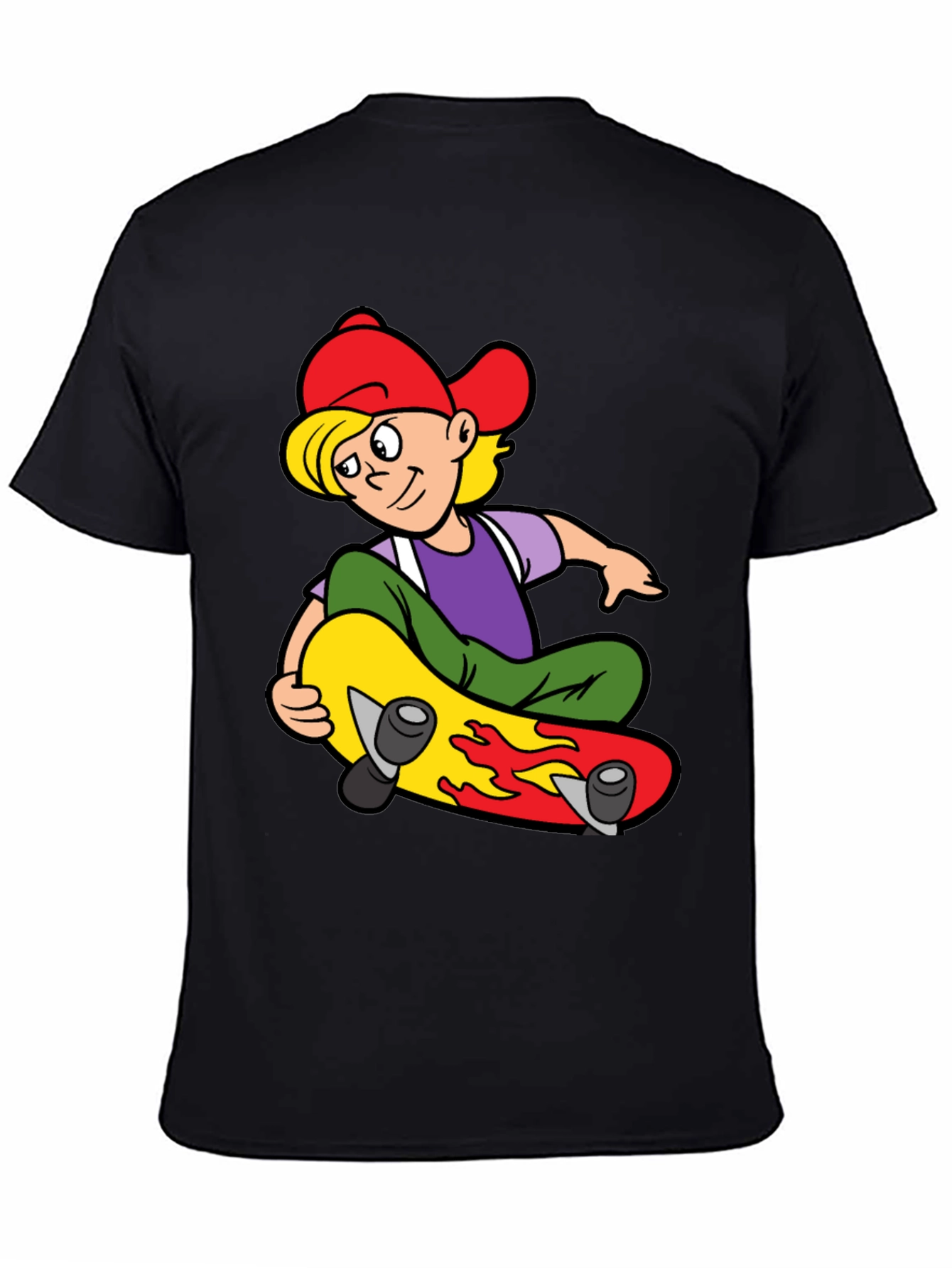 Skateboarding Boy Graphic Tee - Cool Black T-Shirt