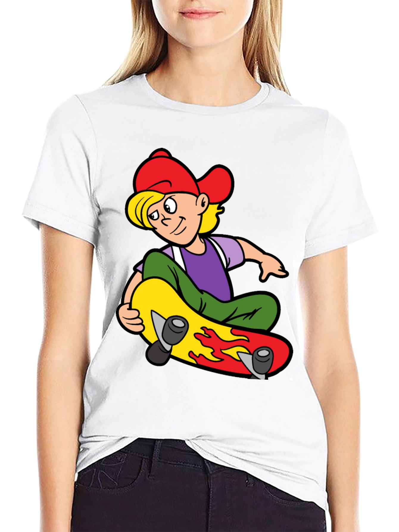 Skateboarding Boy Graphic Tee - Cool Black T-Shirt