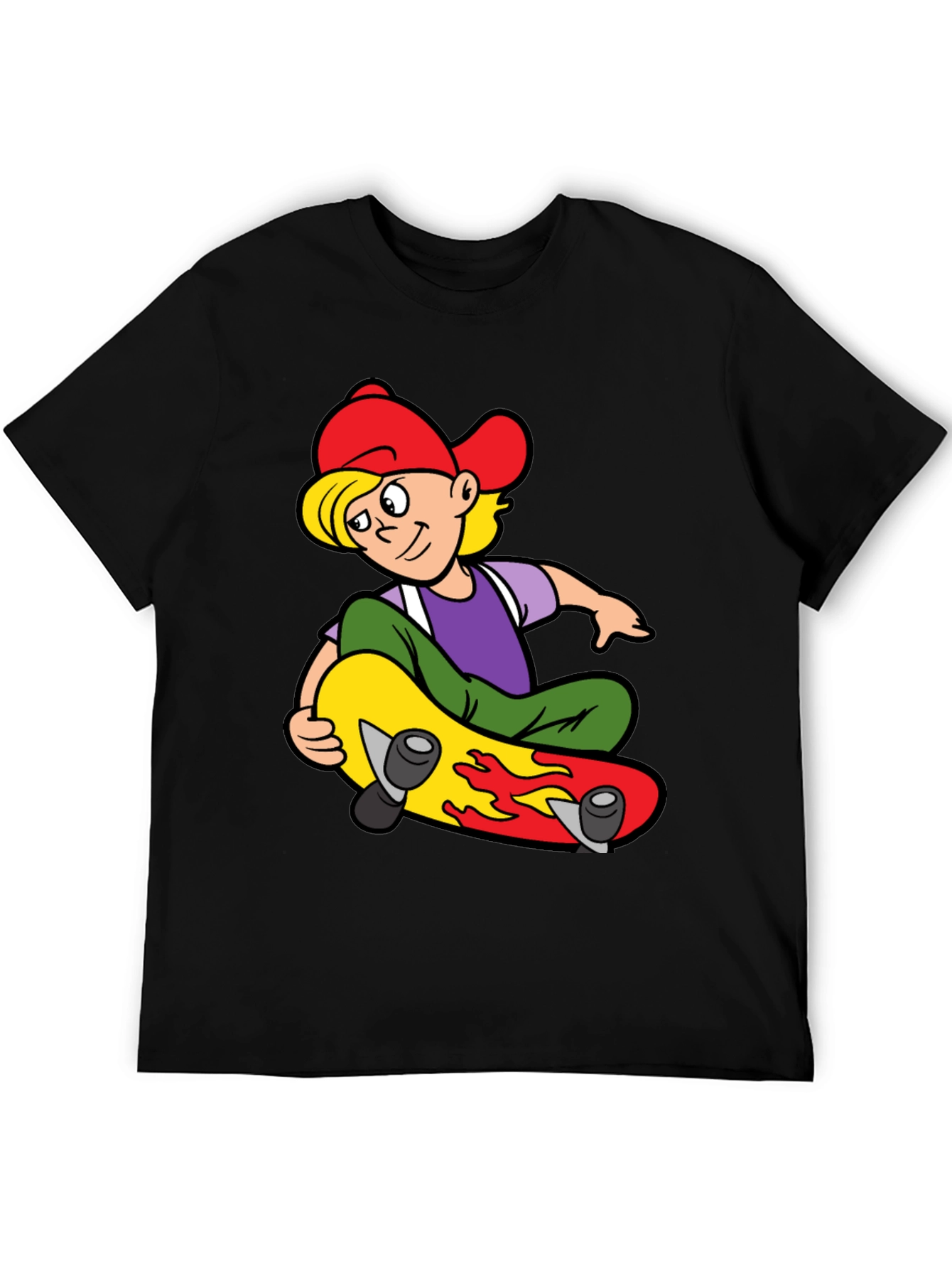 Skateboarding Boy Graphic Tee - Cool Black T-Shirt