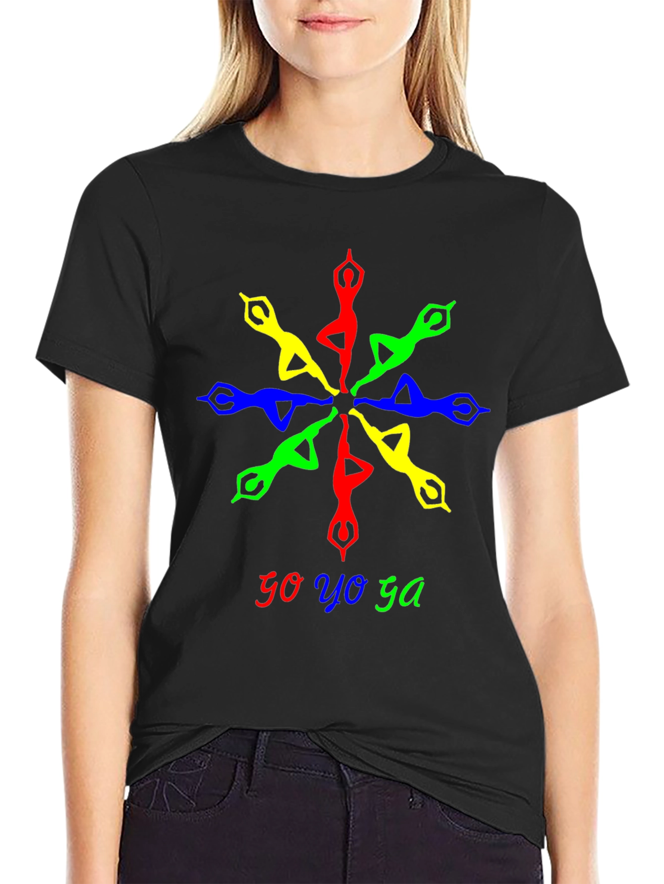 Go Yoga Mandala Graphic Tee - Black Cotton T-Shirt