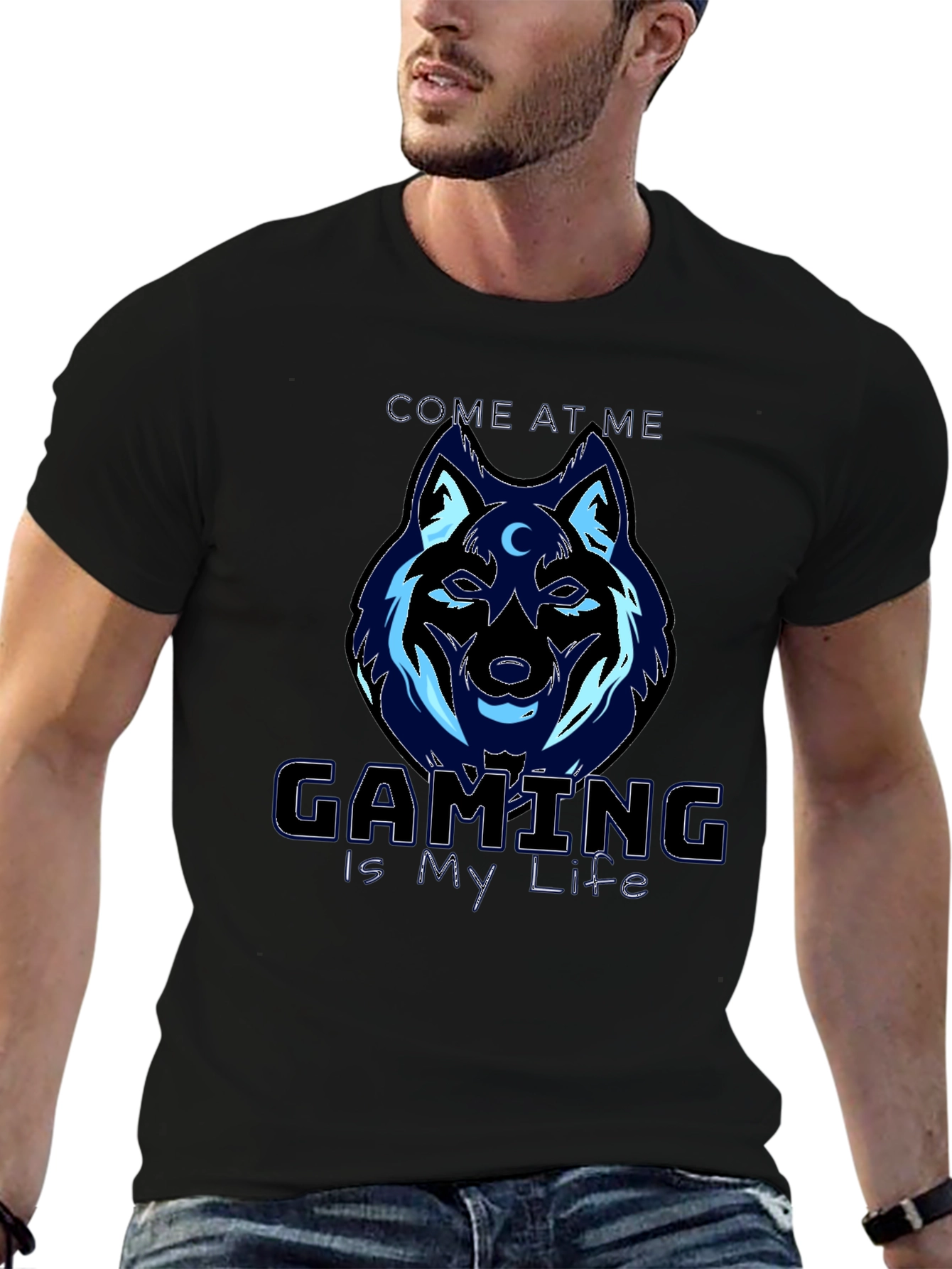 Gaming Wolf T-Shirt - Gaming is My Life Design