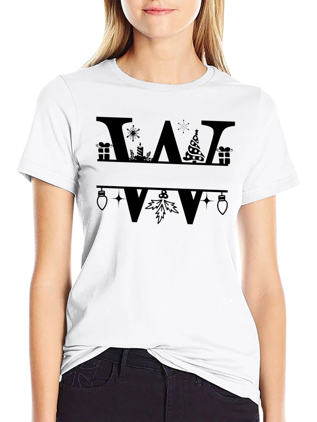 Festive Initial W Christmas T-Shirt
